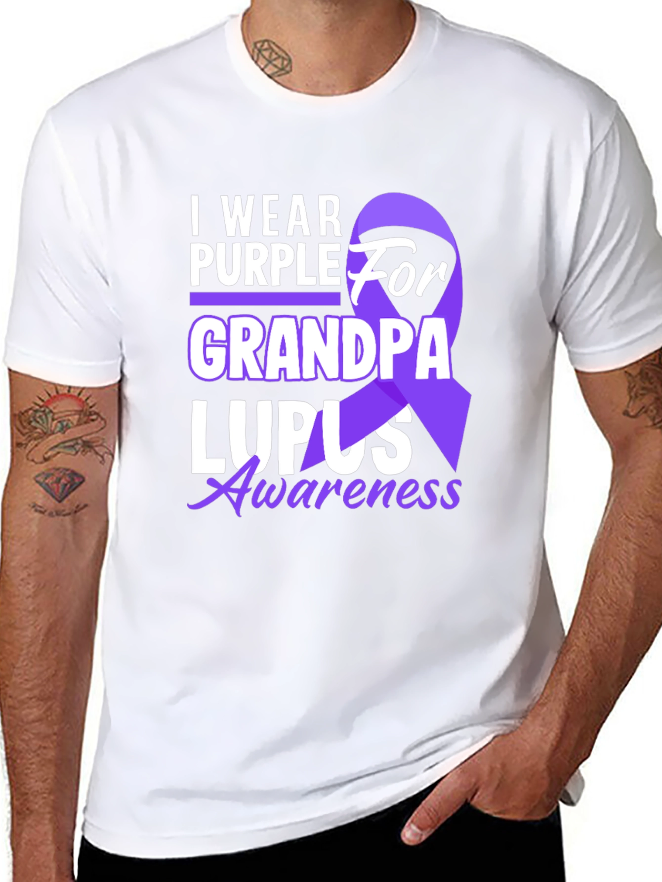 I Wear Purple for Grandpa Lupus Awareness T-Shirt
