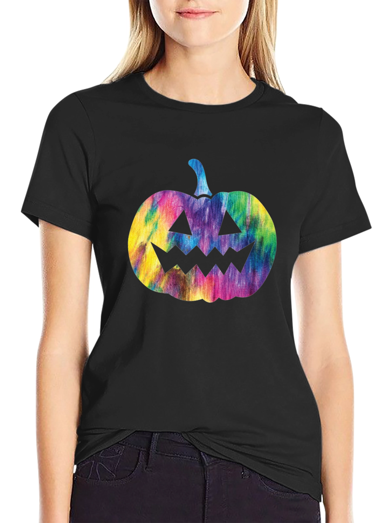 Tie Dye Pumpkin Graphic Tee - Halloween T-Shirt