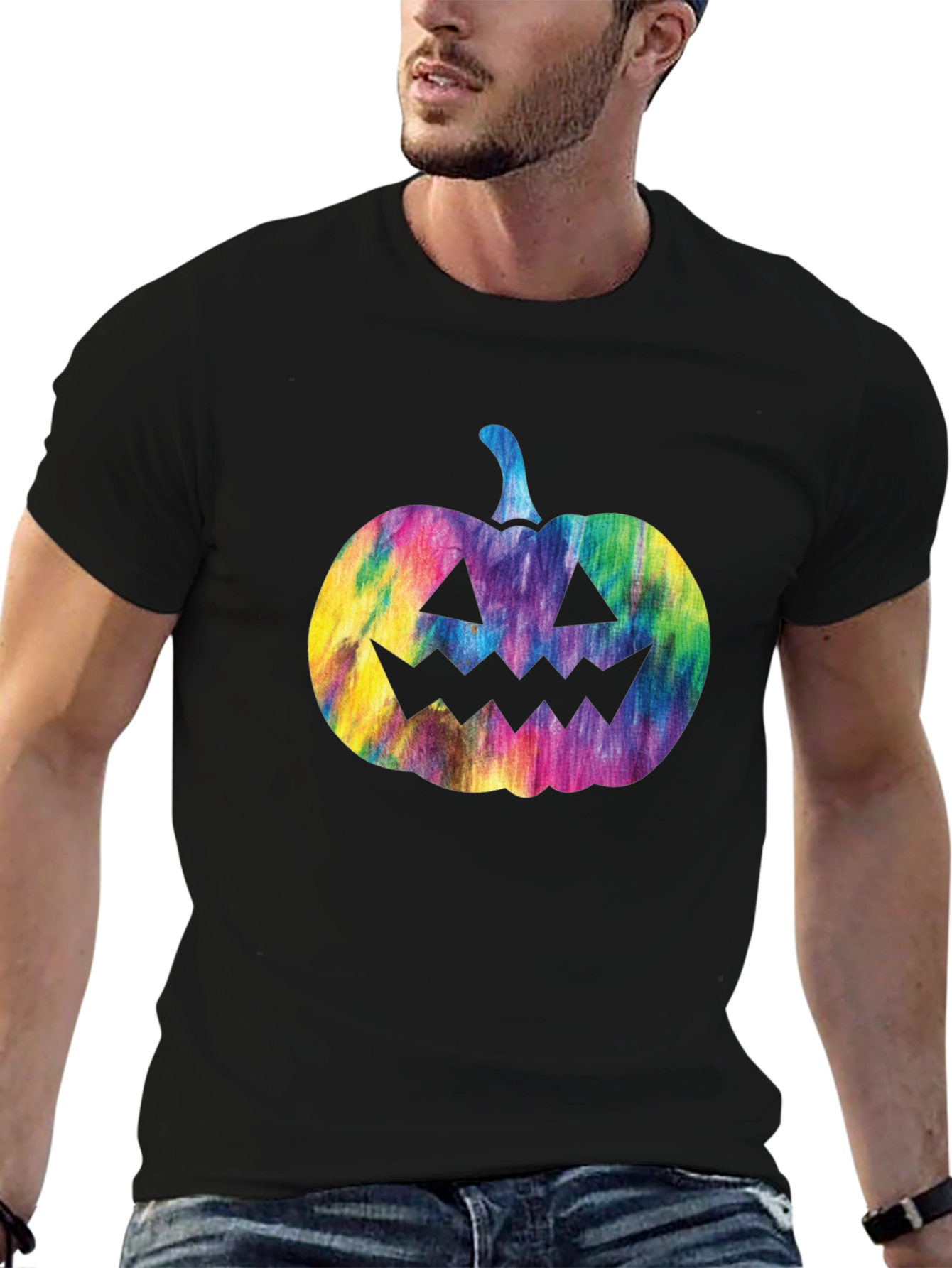 Tie Dye Pumpkin Graphic Tee - Halloween T-Shirt