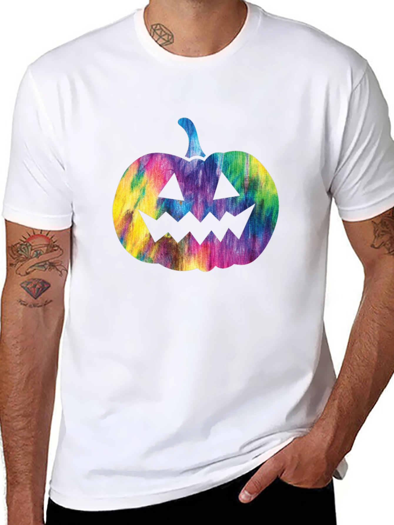 Tie Dye Pumpkin Graphic Tee - Halloween T-Shirt