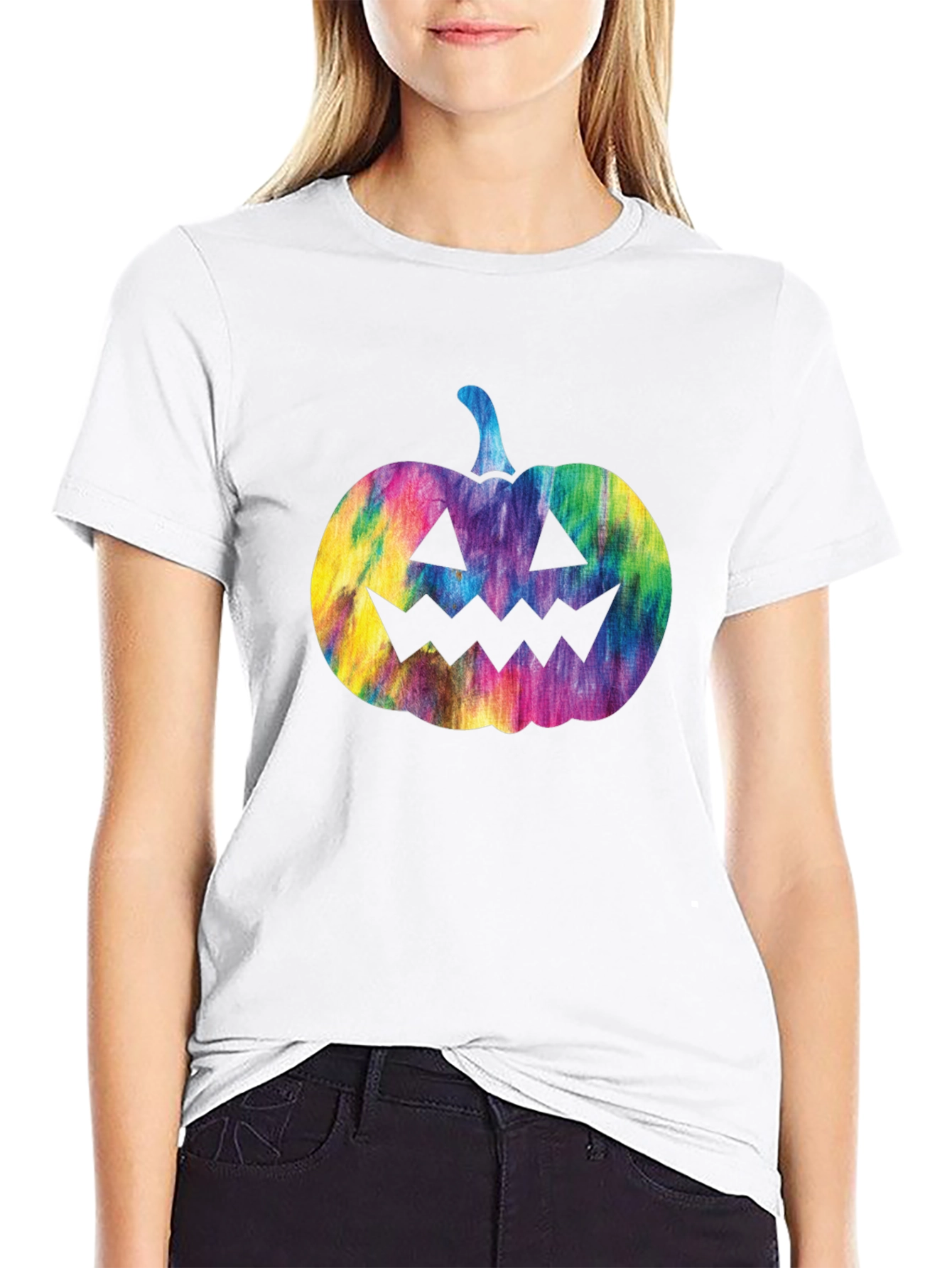 Tie Dye Pumpkin Graphic Tee - Halloween T-Shirt