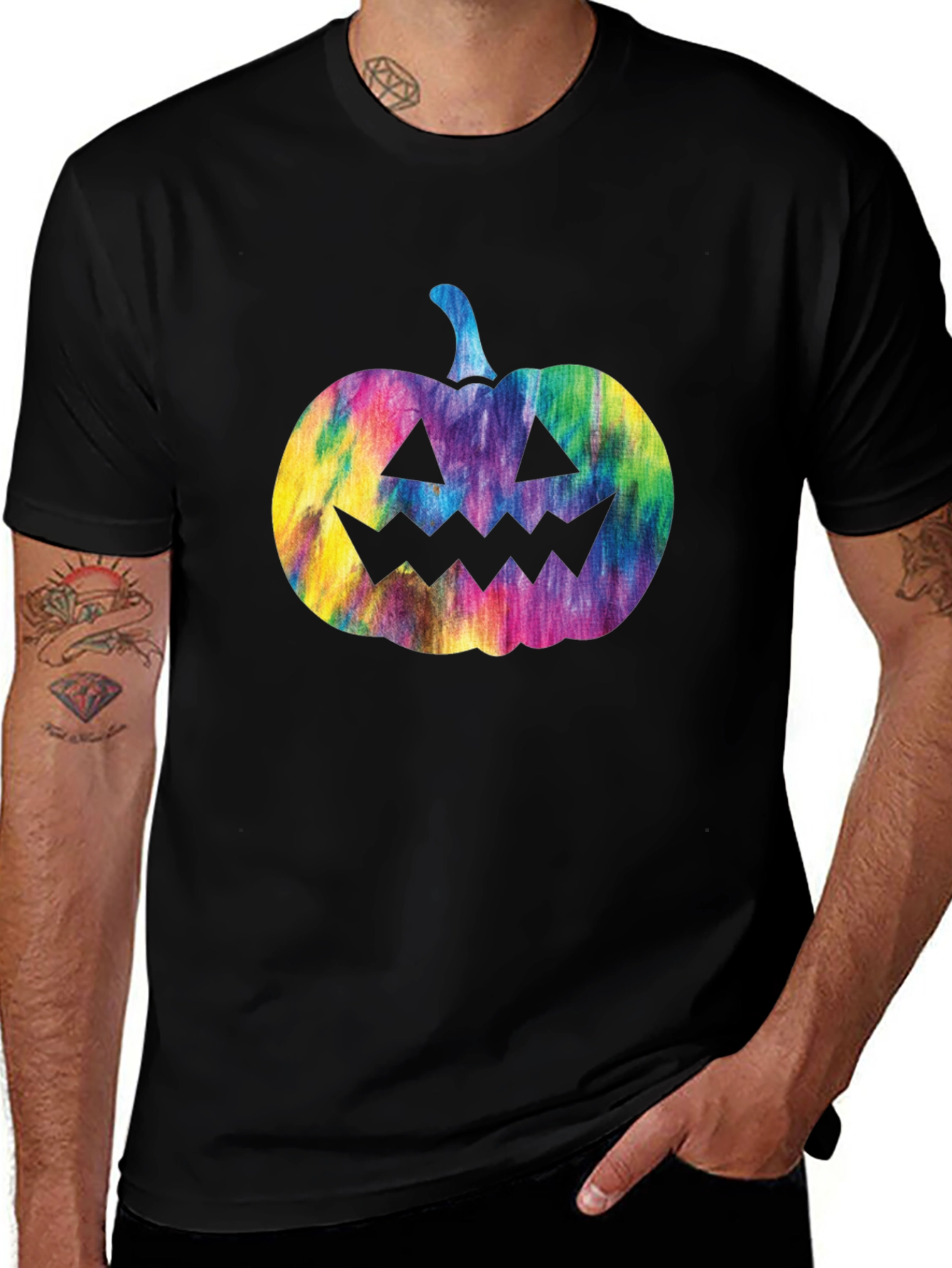 Tie Dye Pumpkin Graphic Tee - Halloween T-Shirt