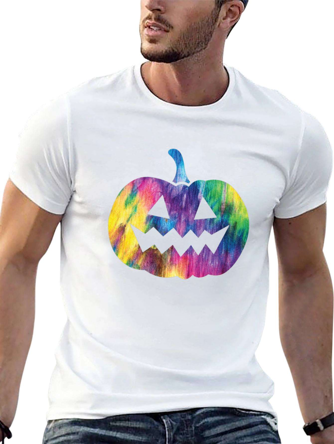 Tie Dye Pumpkin Graphic Tee - Halloween T-Shirt