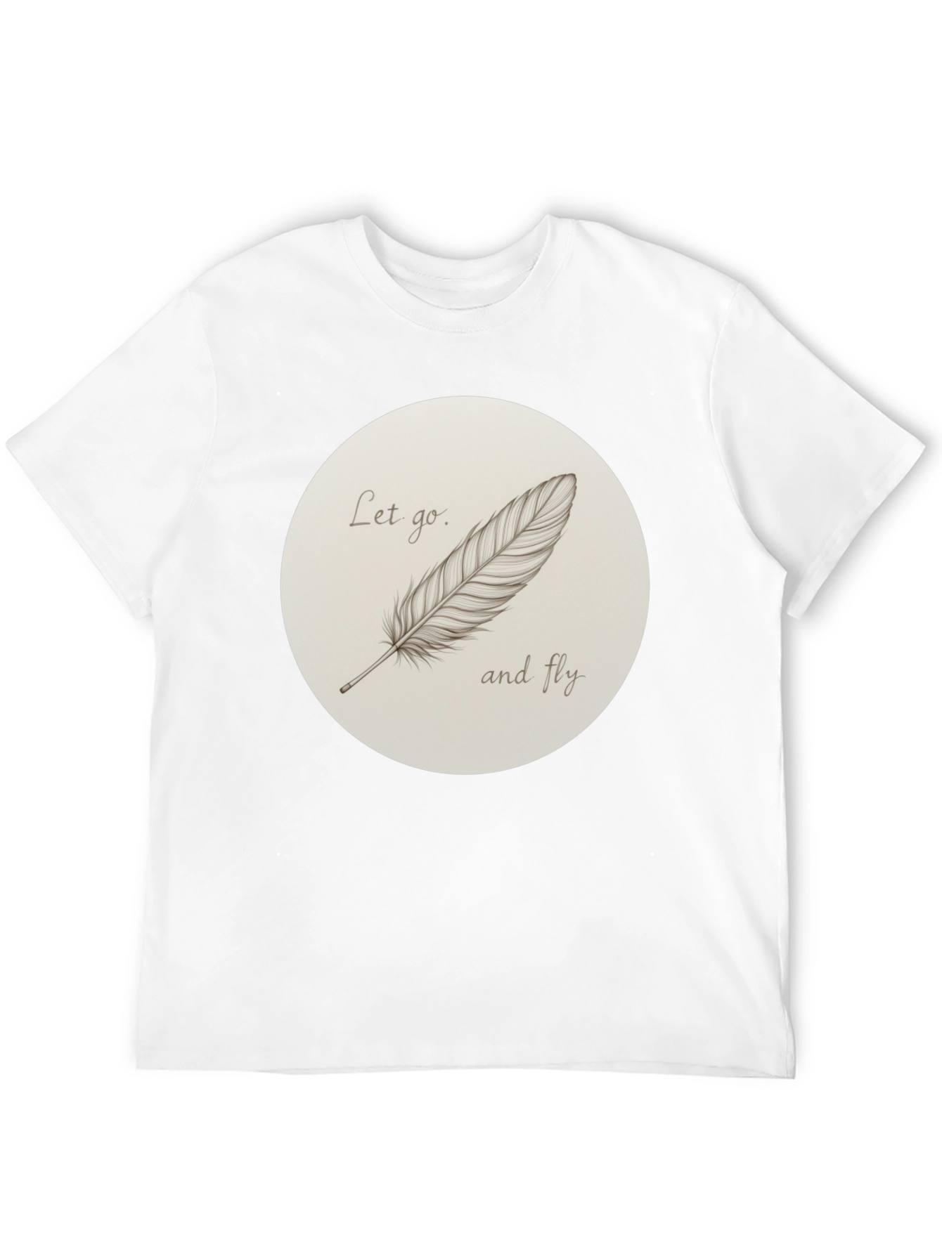 Feather Graphic Print Crew Neck Tee