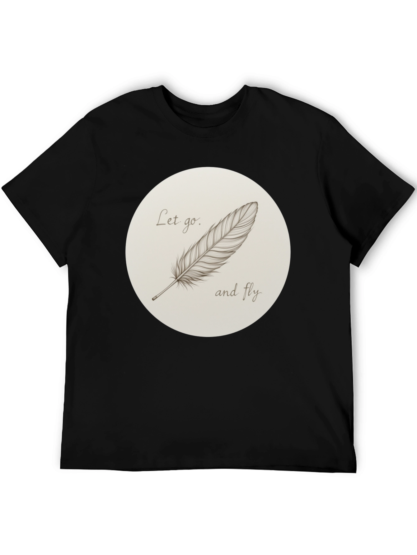 Feather Graphic Print Crew Neck Tee