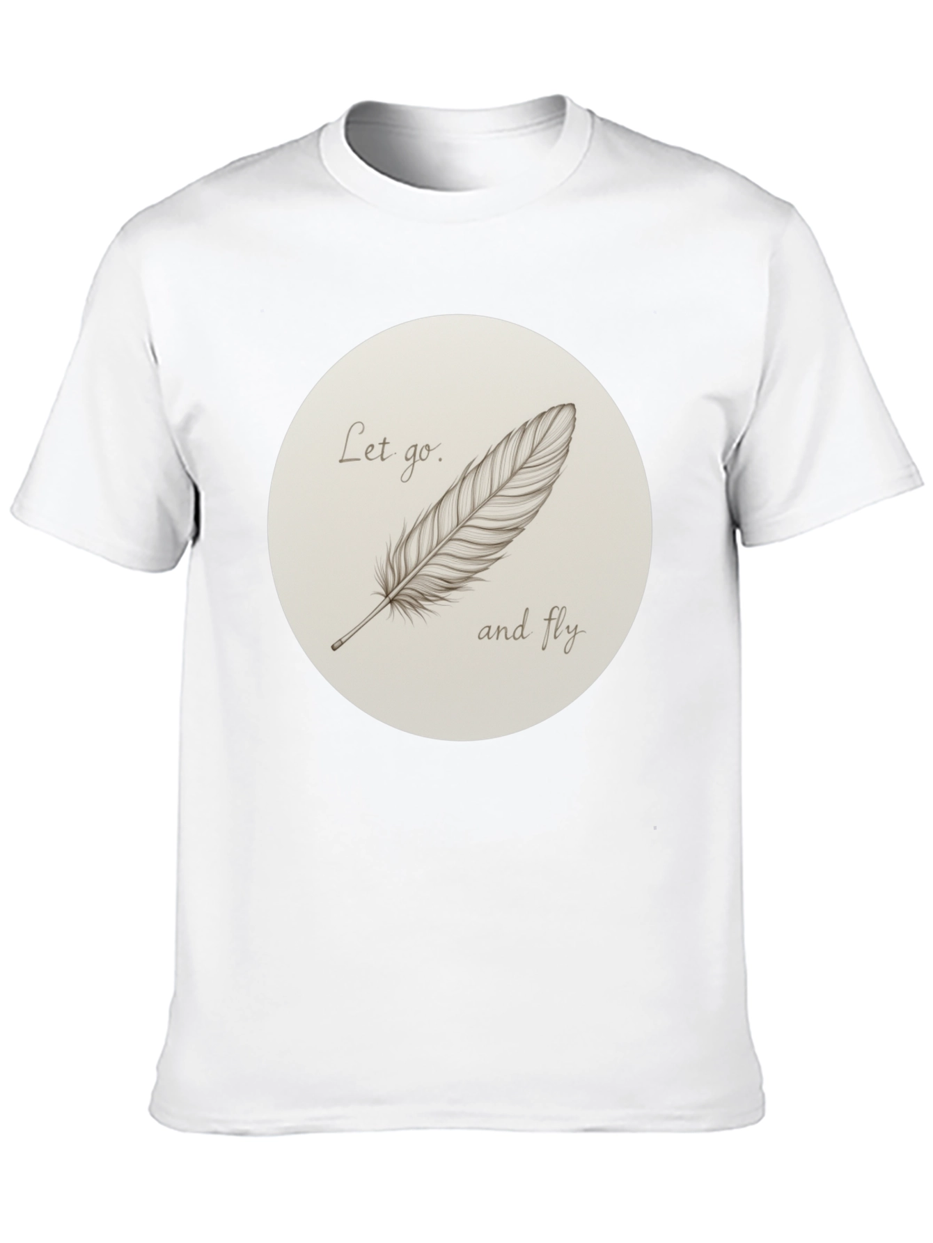 Feather Graphic Print Crew Neck Tee