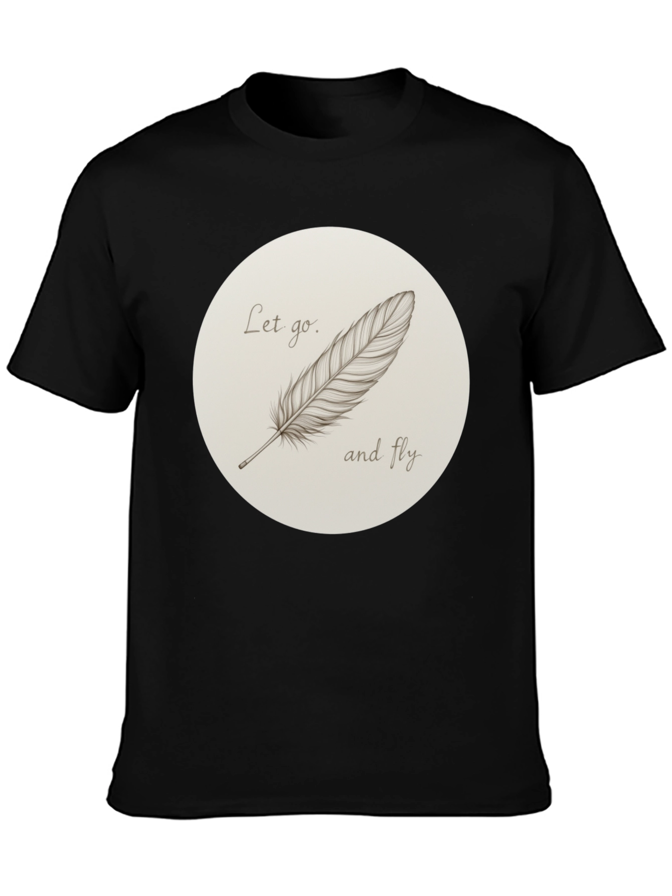 Feather Graphic Print Crew Neck Tee