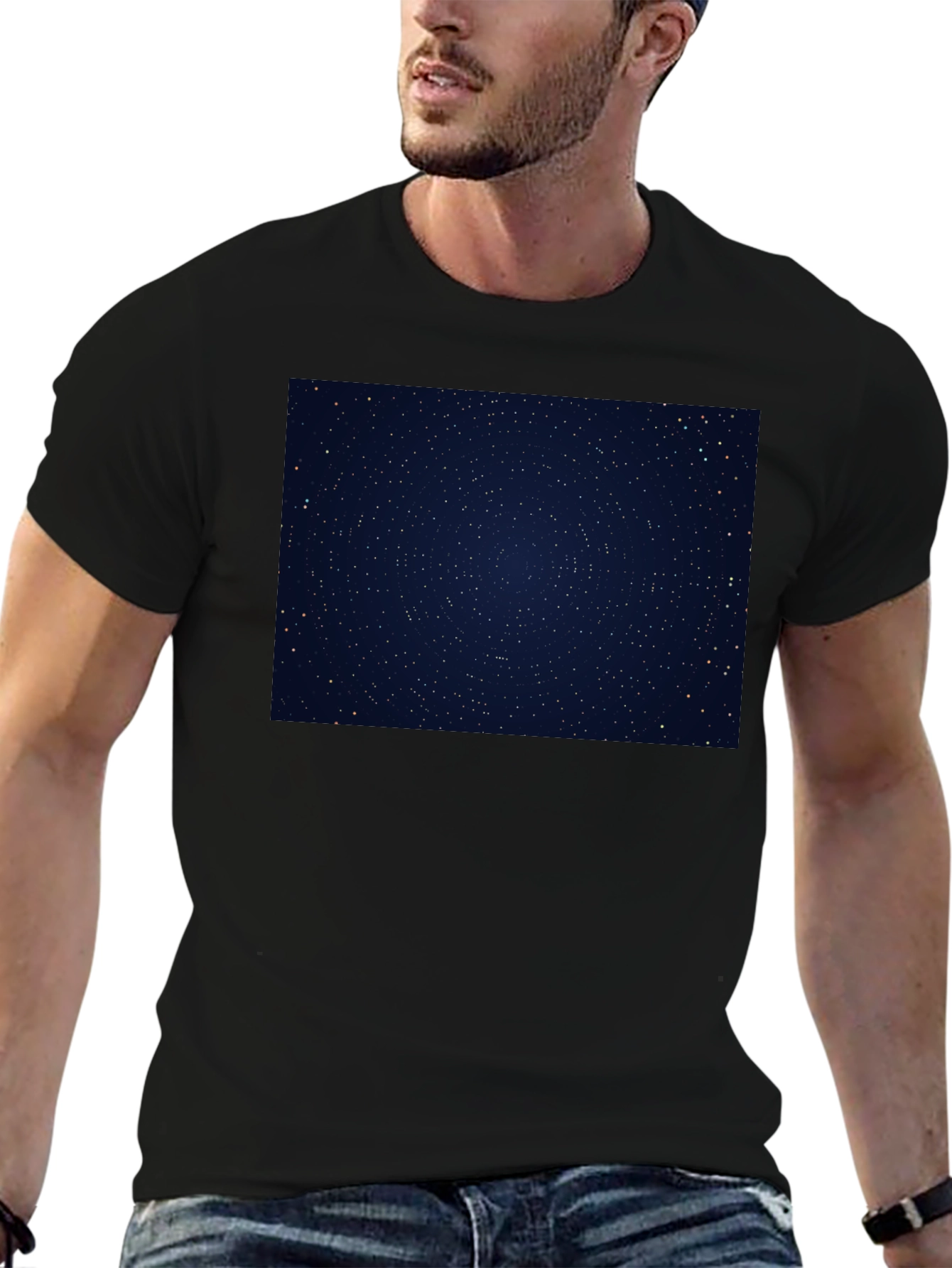 Starry Night Sky Graphic Black T-Shirt