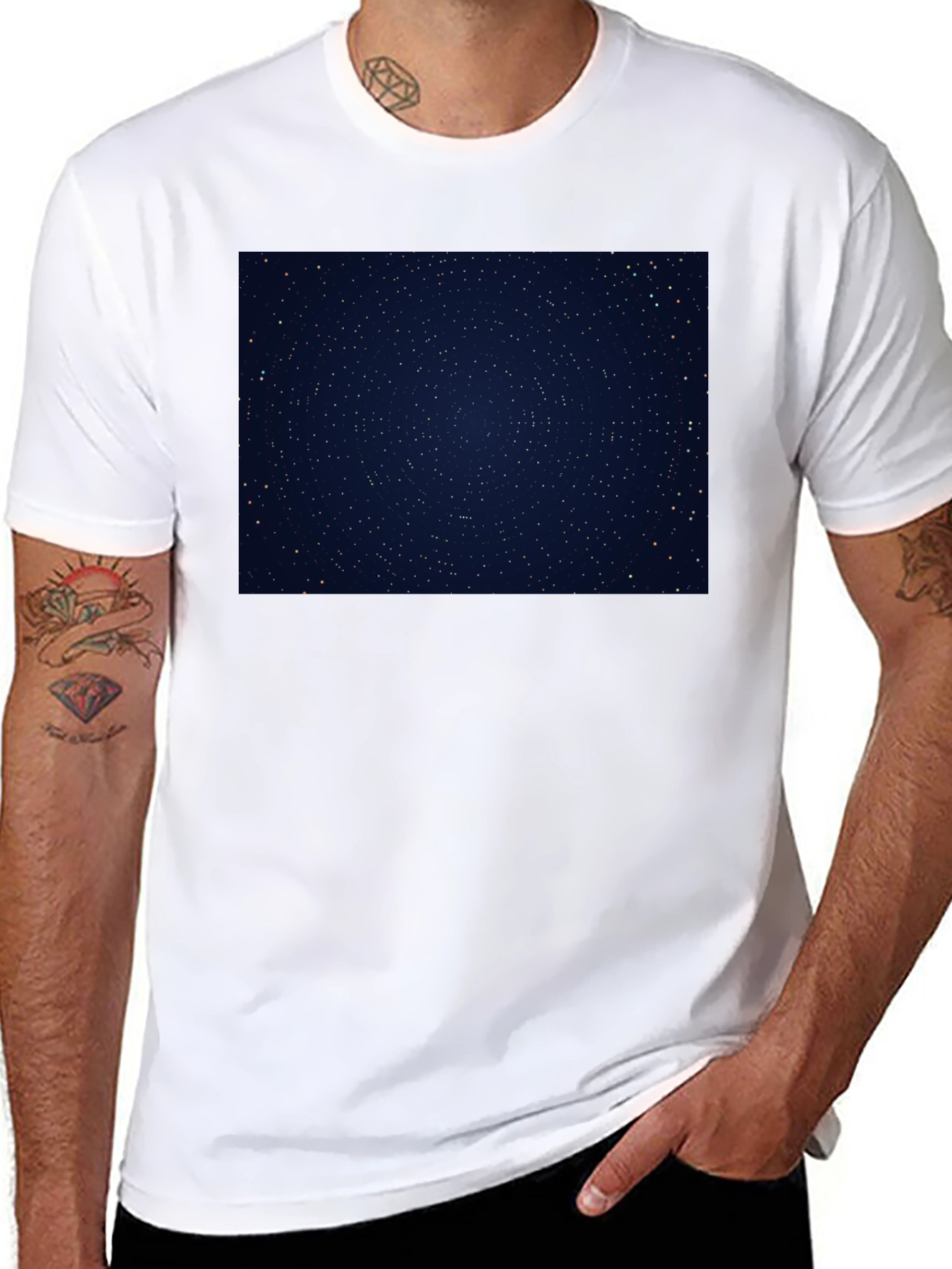 Starry Night Sky Graphic Black T-Shirt