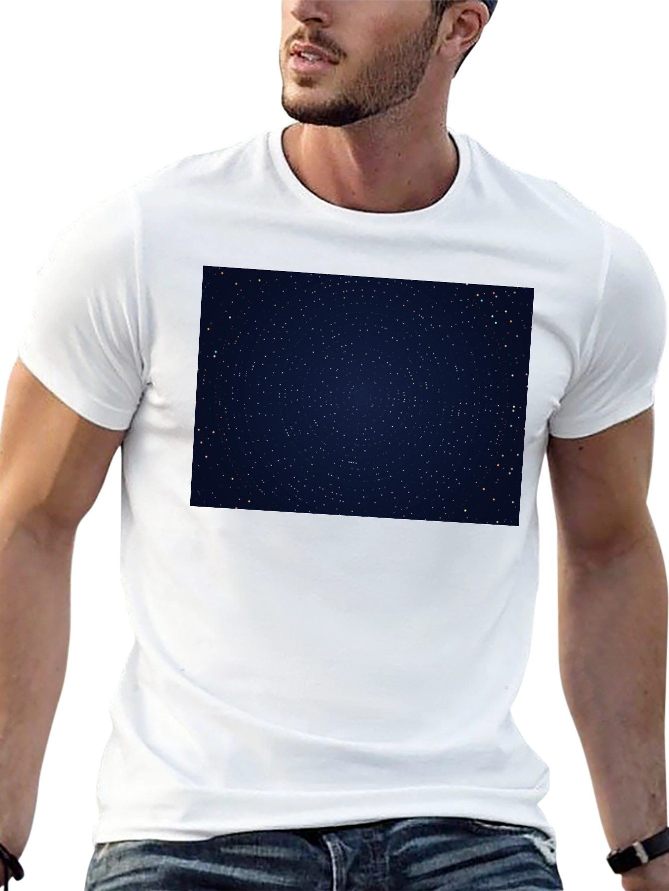 Starry Night Sky Graphic Black T-Shirt