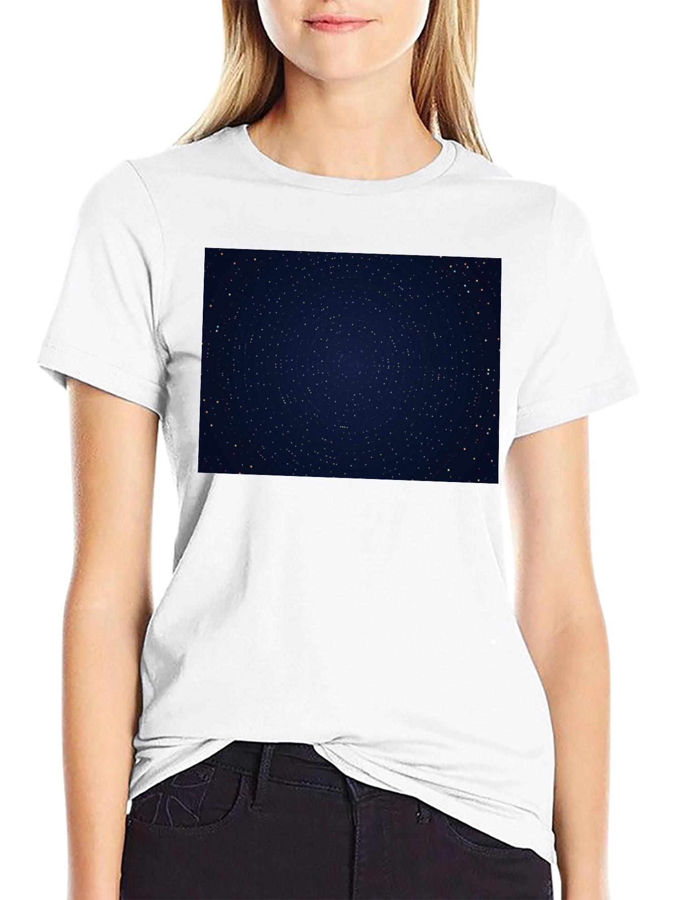 Starry Night Sky Graphic Black T-Shirt