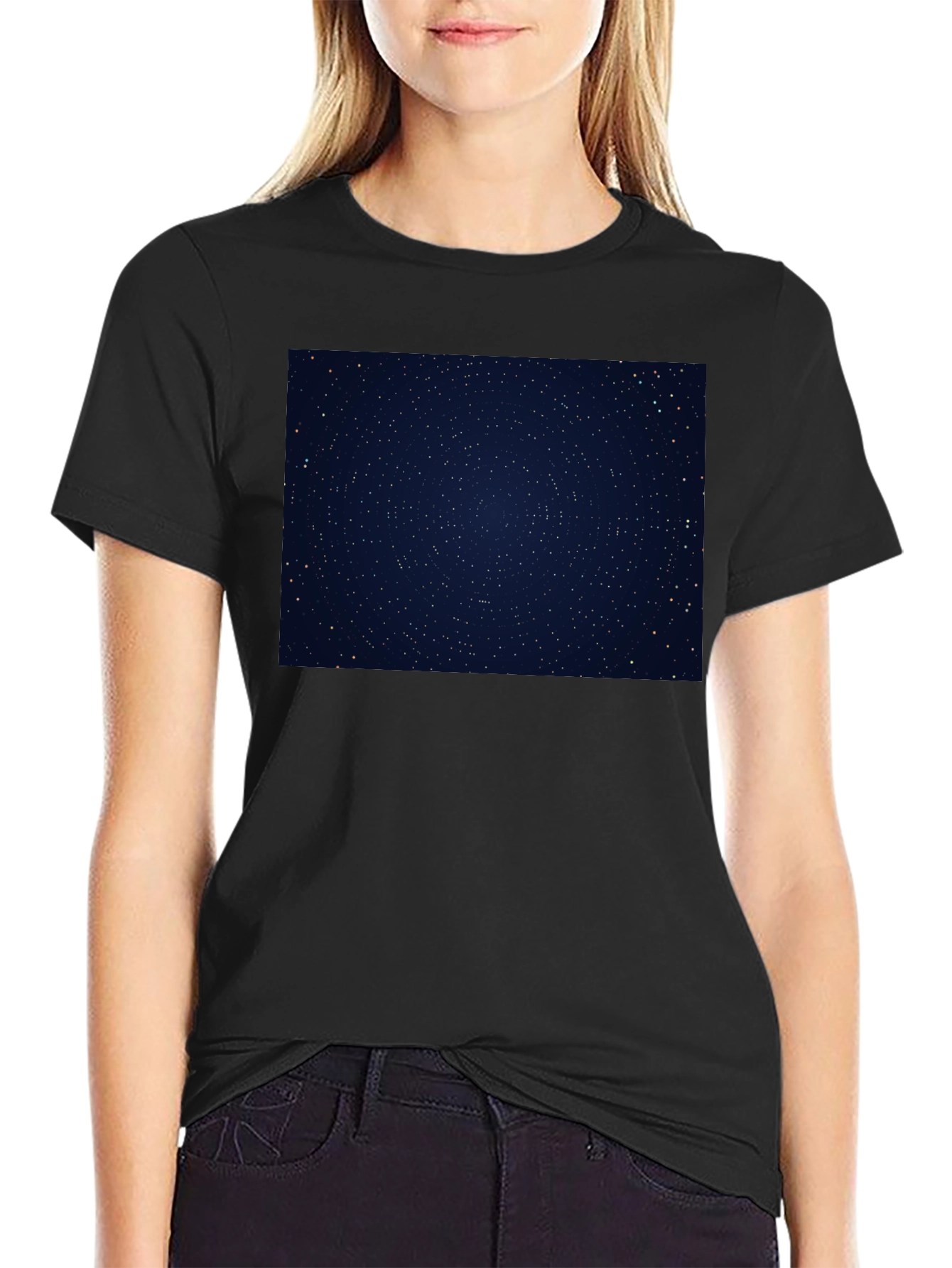 Starry Night Sky Graphic Black T-Shirt