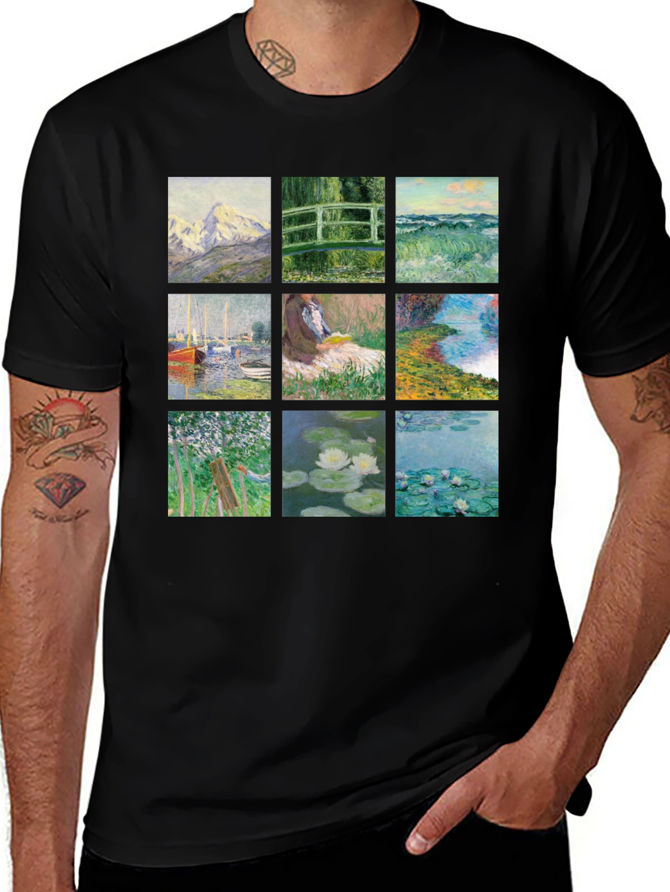 Monet Art T-Shirt - Black Graphic Tee