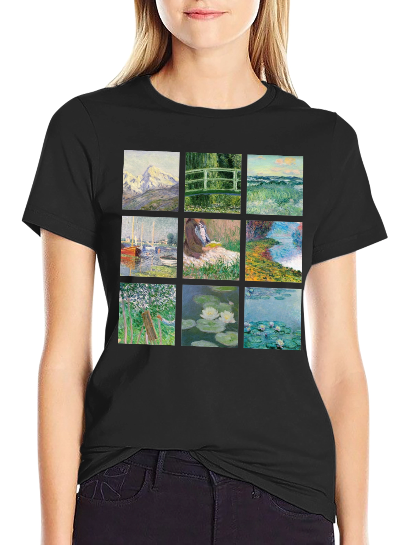 Monet Art T-Shirt - Black Graphic Tee