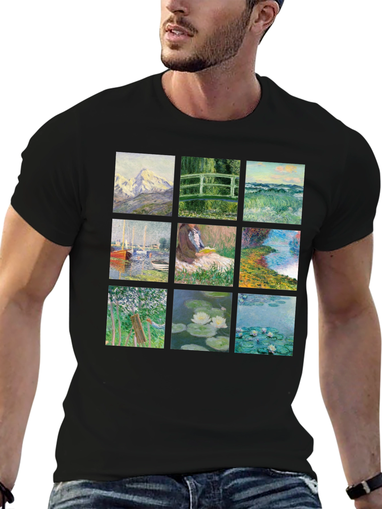 Monet Art T-Shirt - Black Graphic Tee