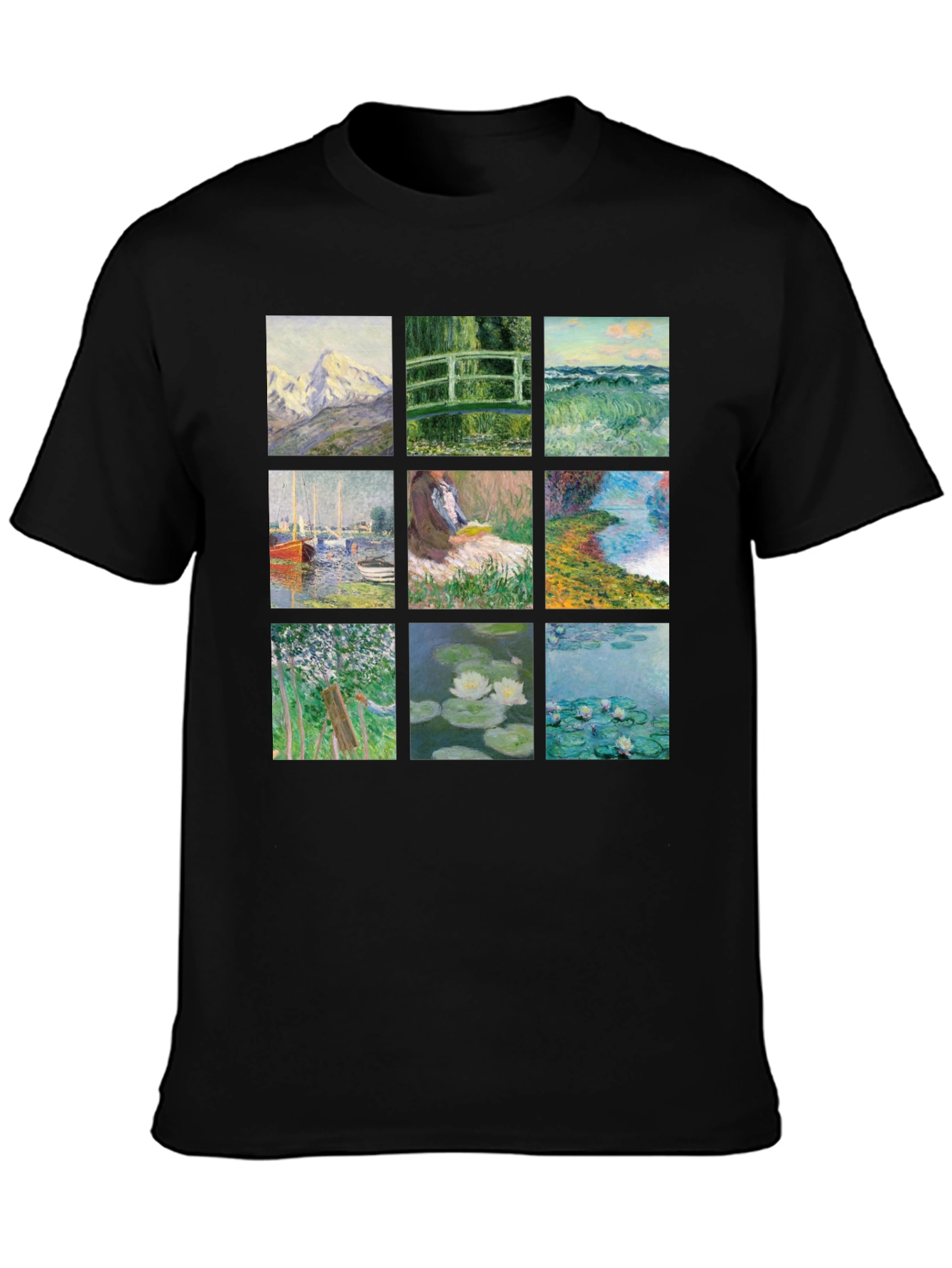 Monet Art T-Shirt - Black Graphic Tee