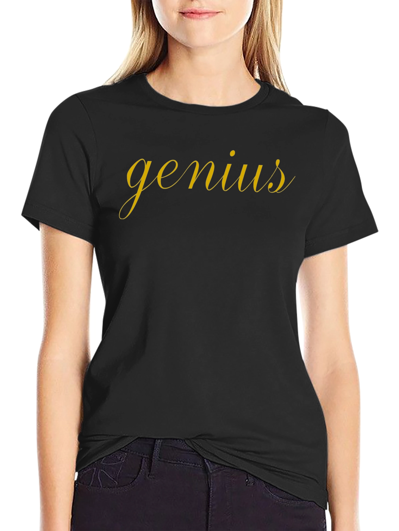 Genius Script Tee - Stylish Black T-Shirt