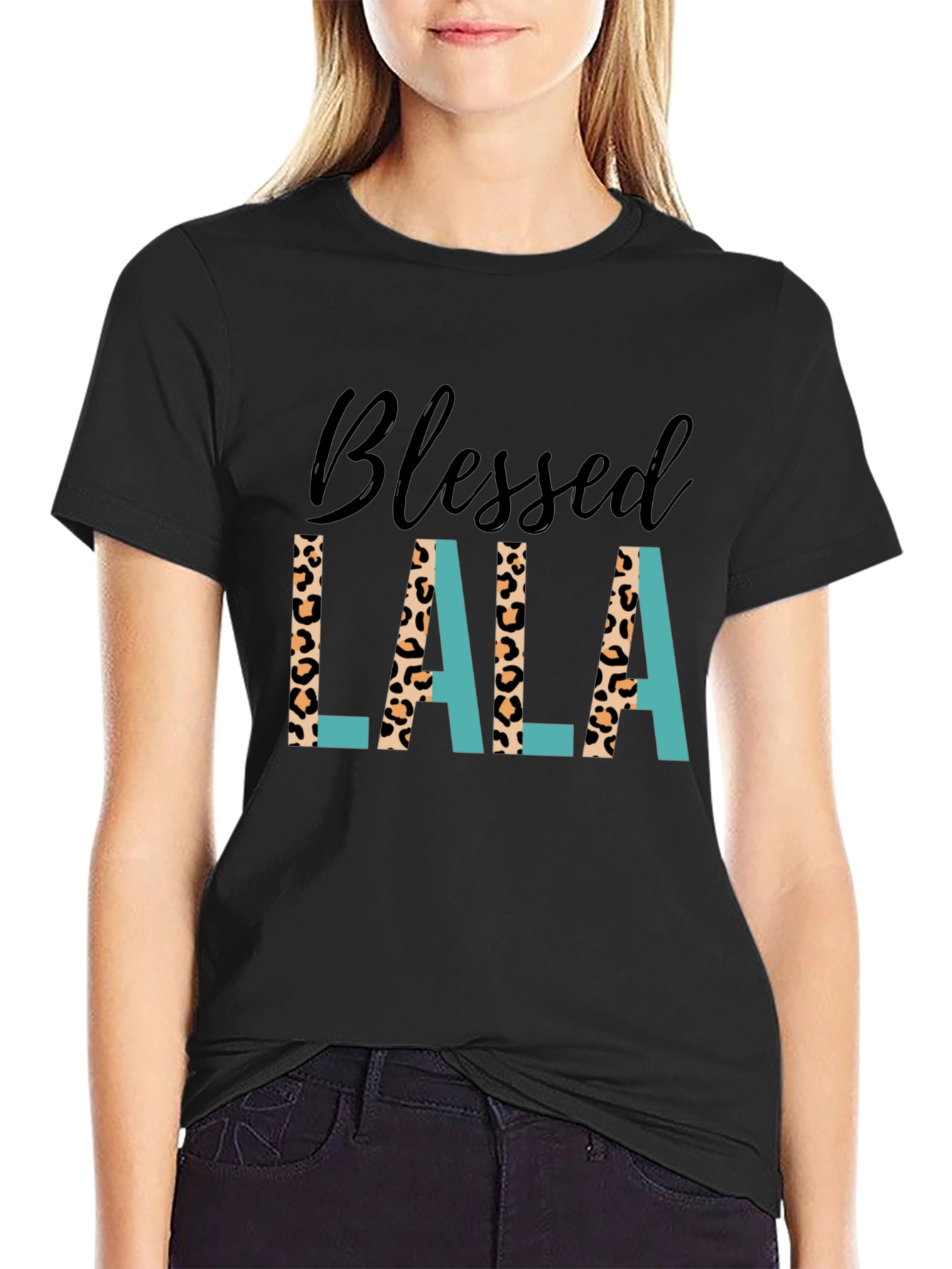Blessed Lala Leopard Print Graphic Tee