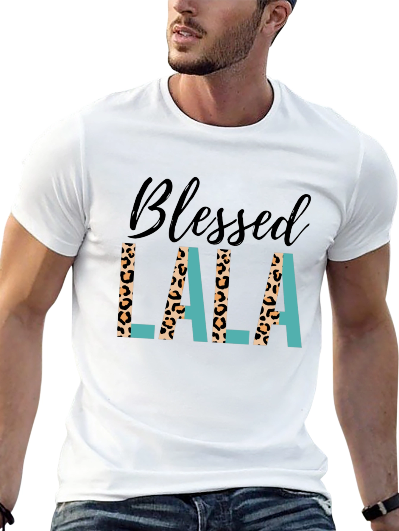 Blessed Lala Leopard Print Graphic Tee