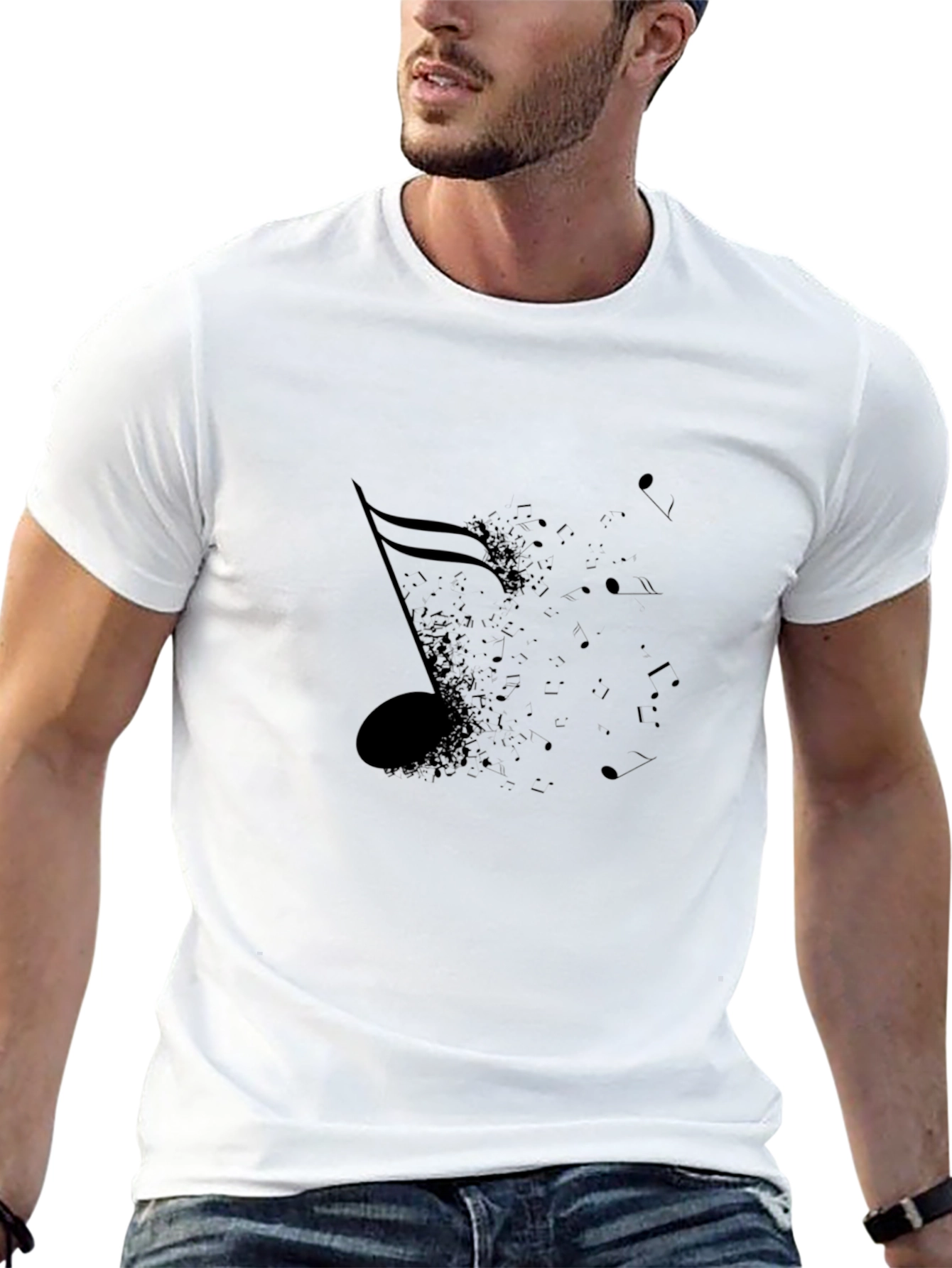 Musical Note Graphic Black Tee
