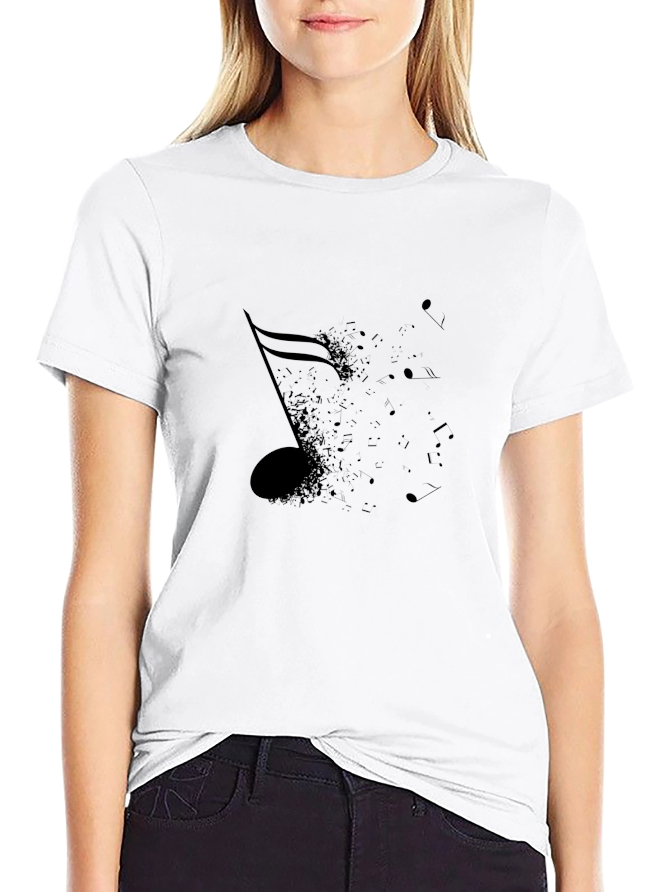 Musical Note Graphic Black Tee