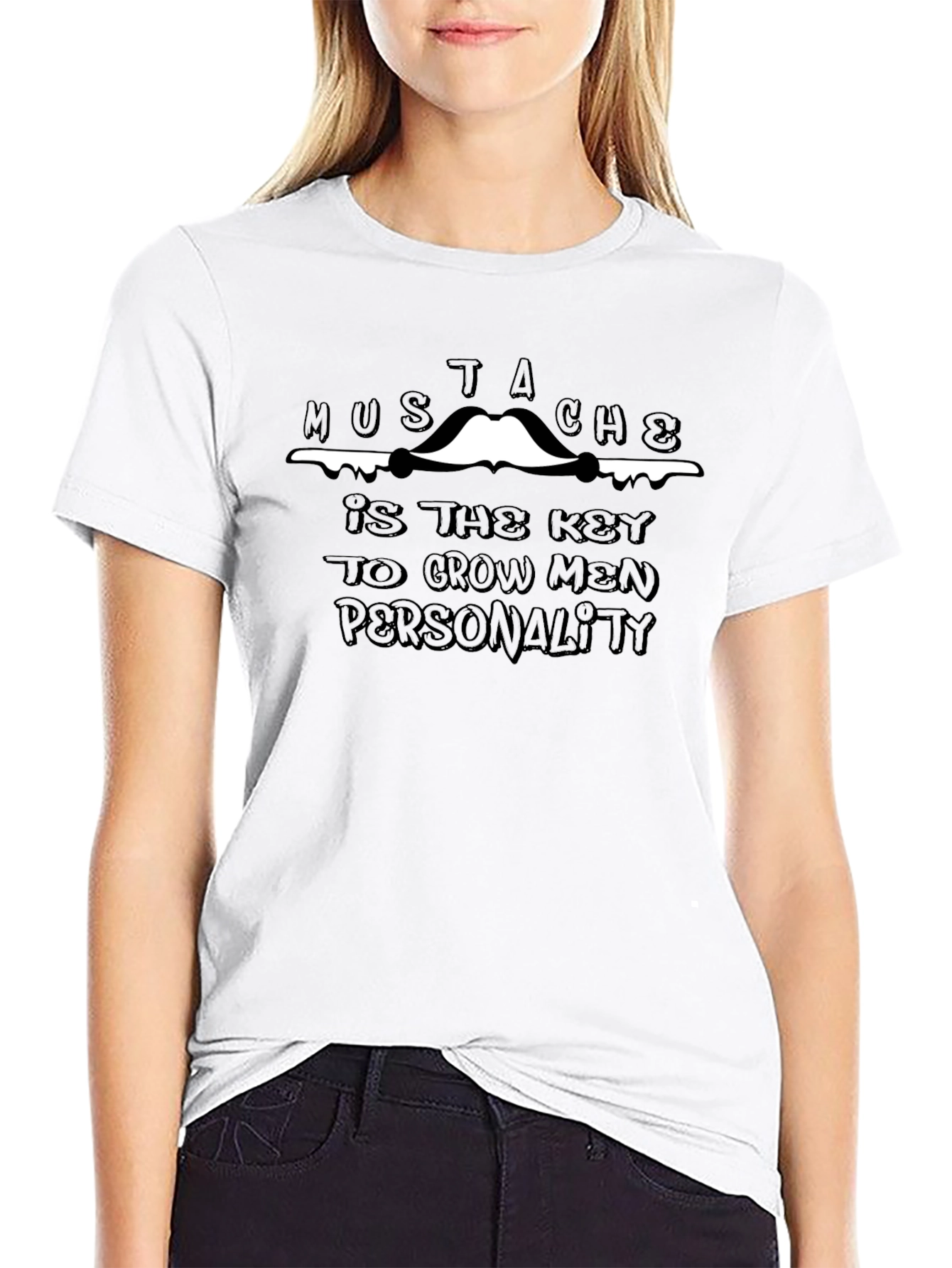Mustache Key to Personality Graphic Tee - Black