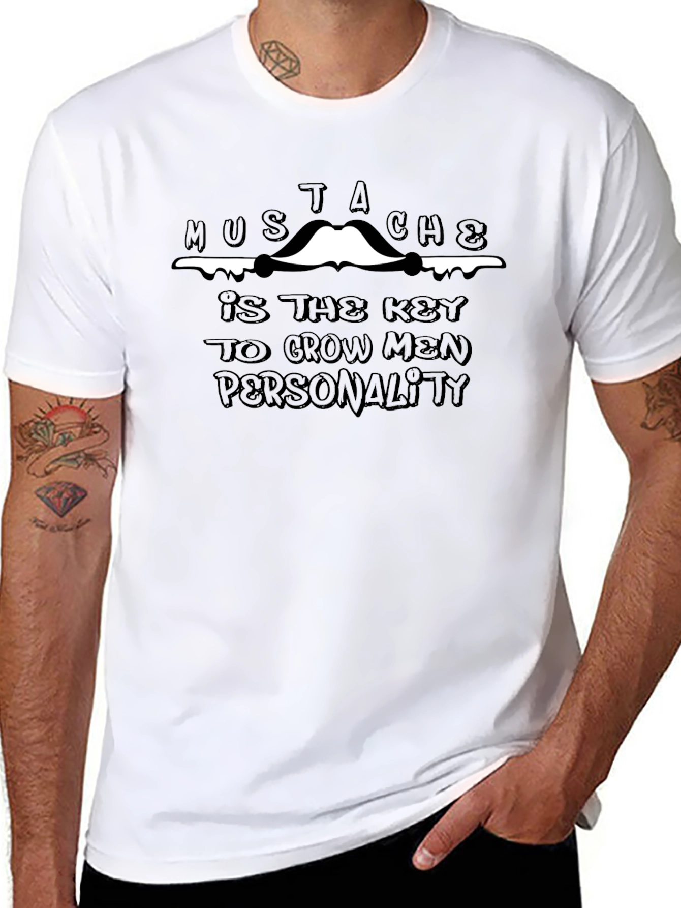 Mustache Key to Personality Graphic Tee - Black
