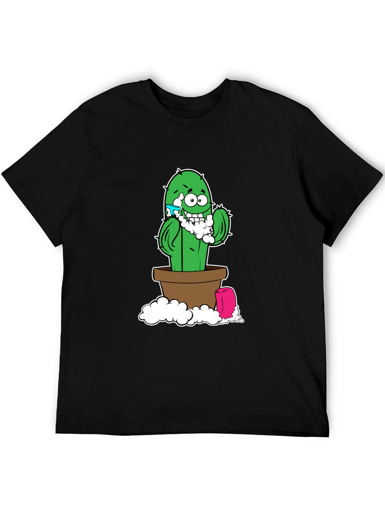 Funny Shaving Cactus Black T-Shirt