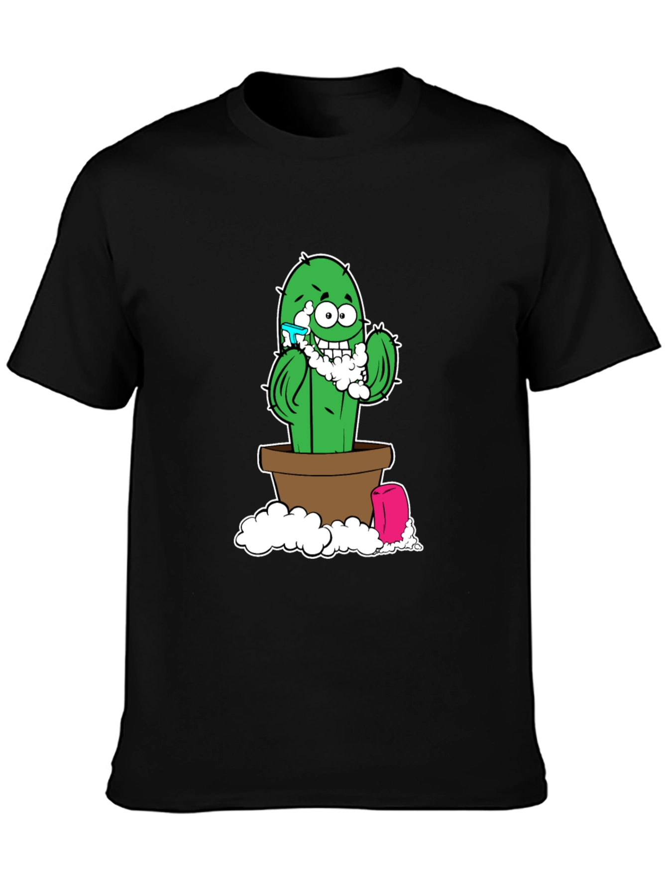 Funny Shaving Cactus Black T-Shirt