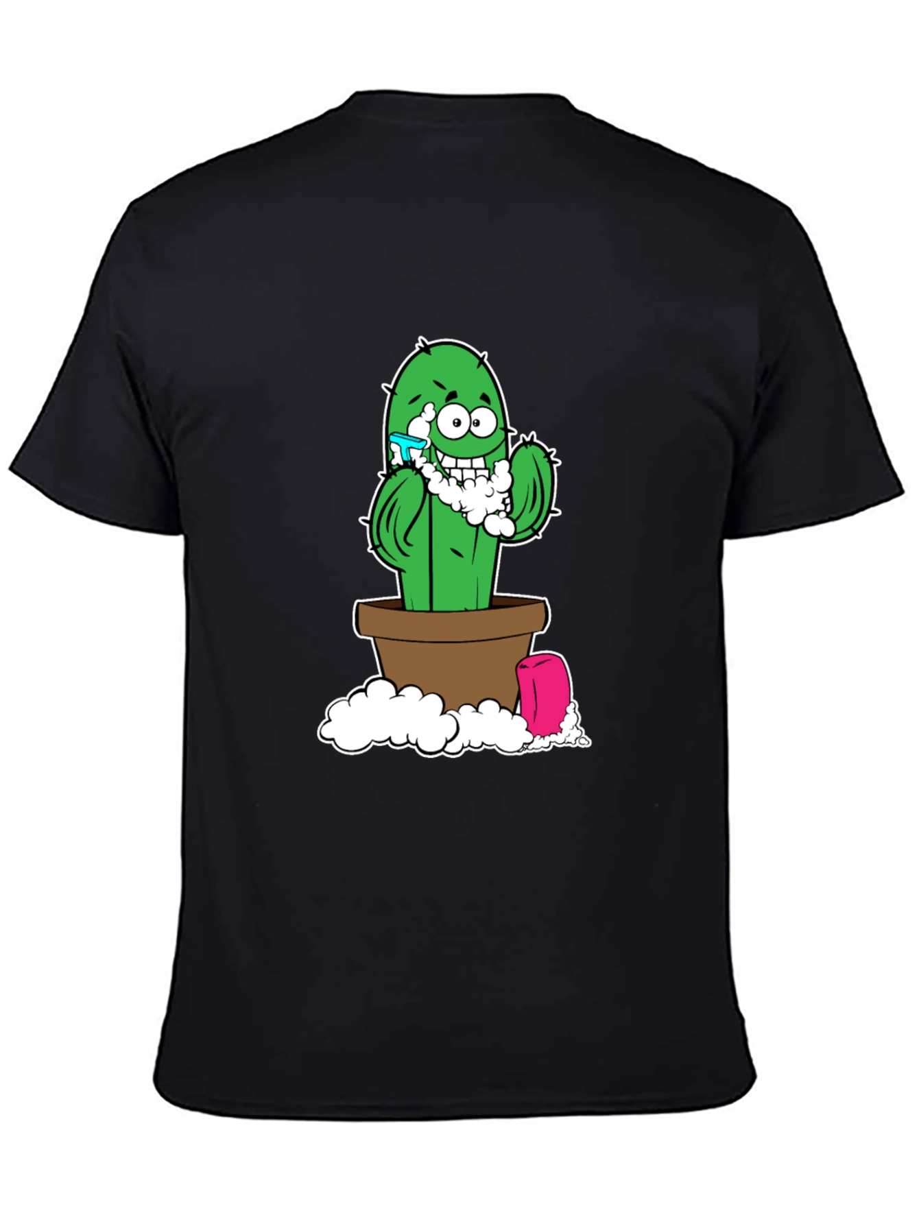 Funny Shaving Cactus Black T-Shirt