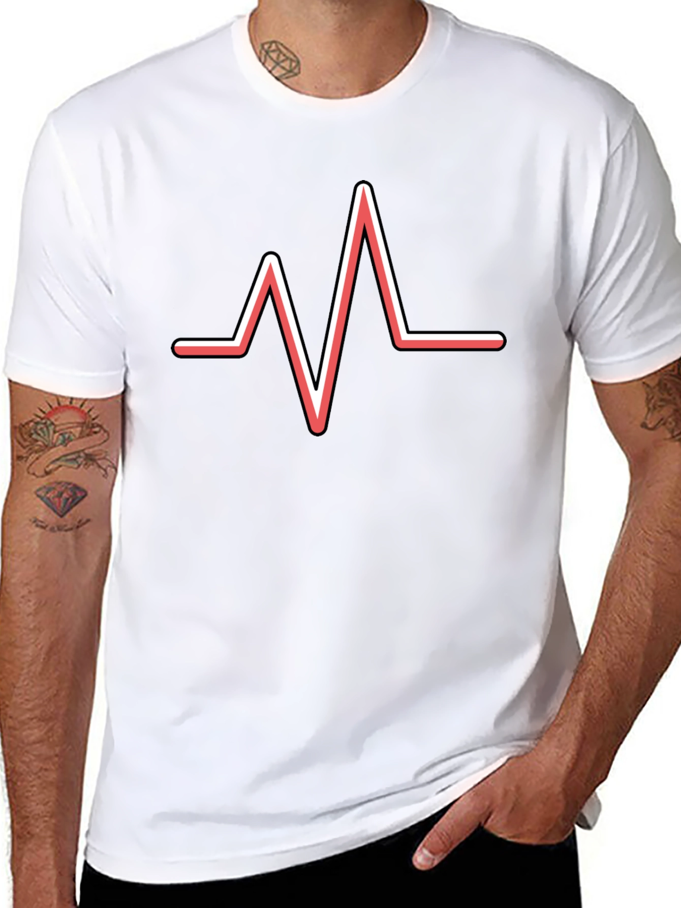 Heartbeat Graphic Tee - Black Cotton Blend
