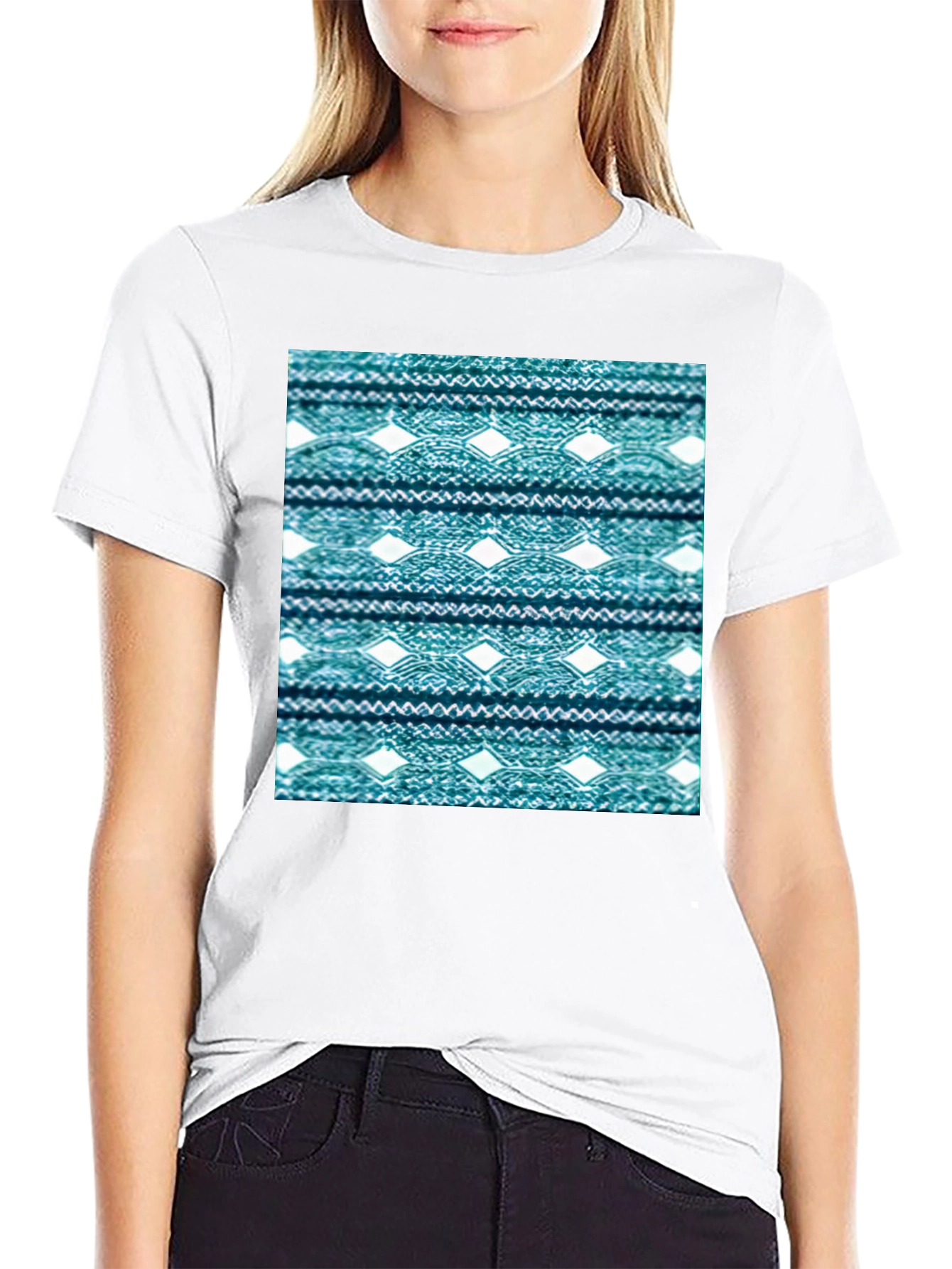 Ethnic Pattern Tee - Black Cotton Blend Shirt