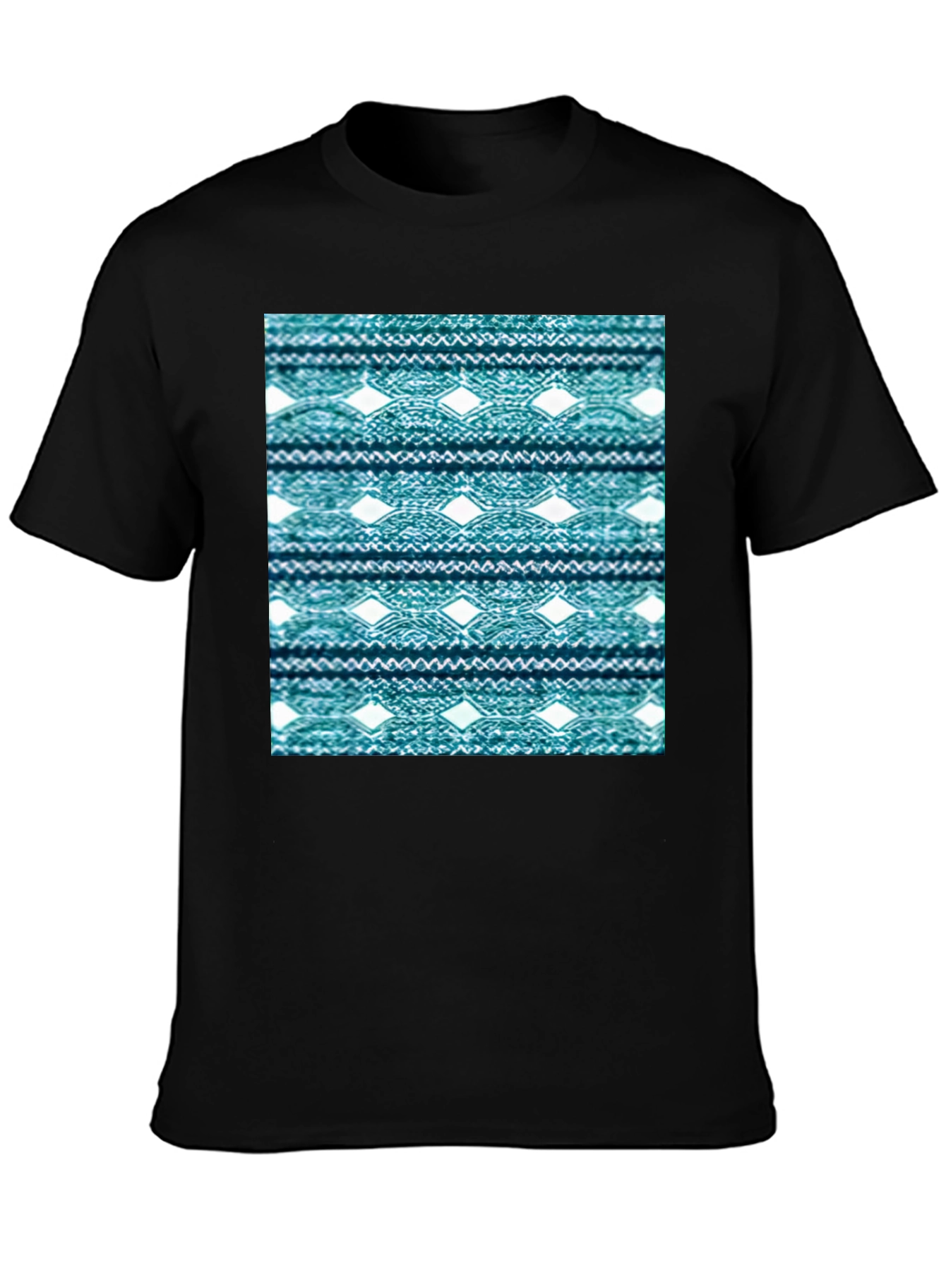 Ethnic Pattern Tee - Black Cotton Blend Shirt