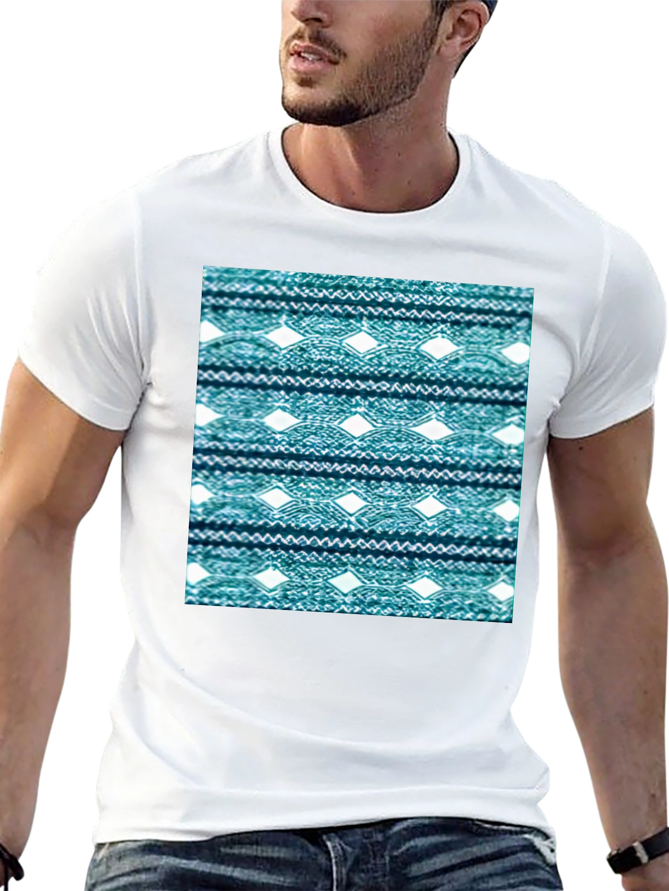 Ethnic Pattern Tee - Black Cotton Blend Shirt