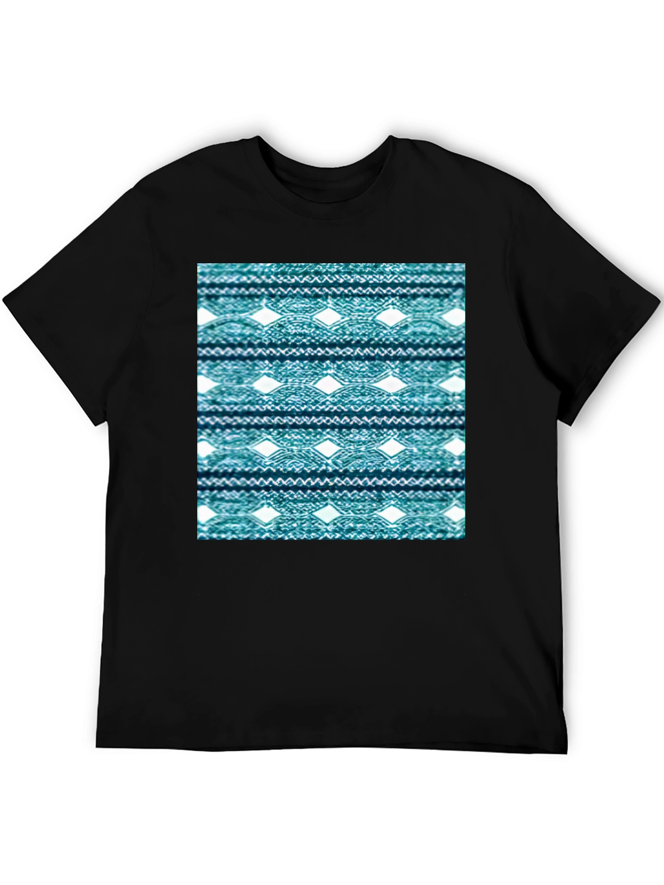 Ethnic Pattern Tee - Black Cotton Blend Shirt