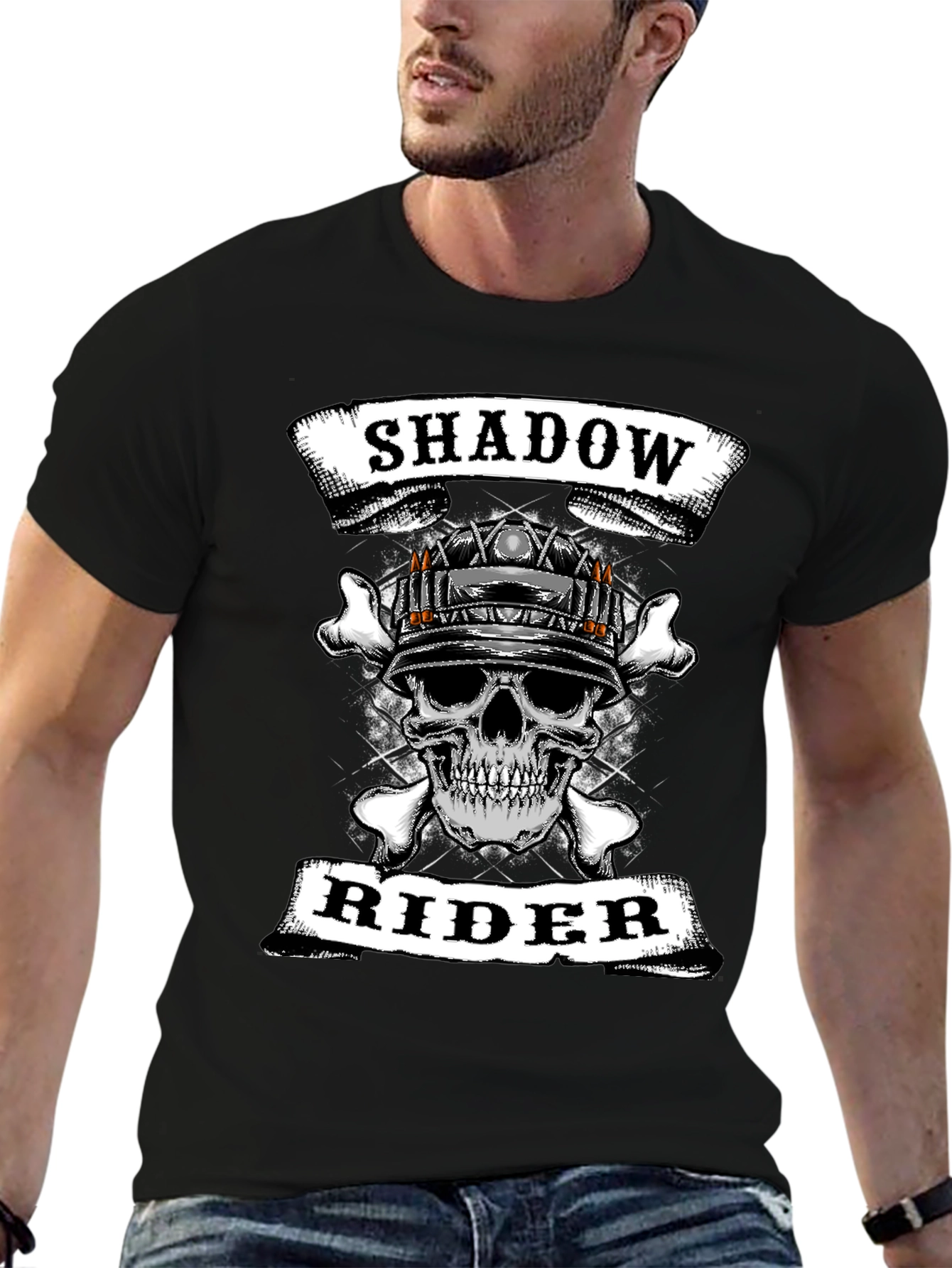 Shadow Rider Skull Graphic T-Shirt