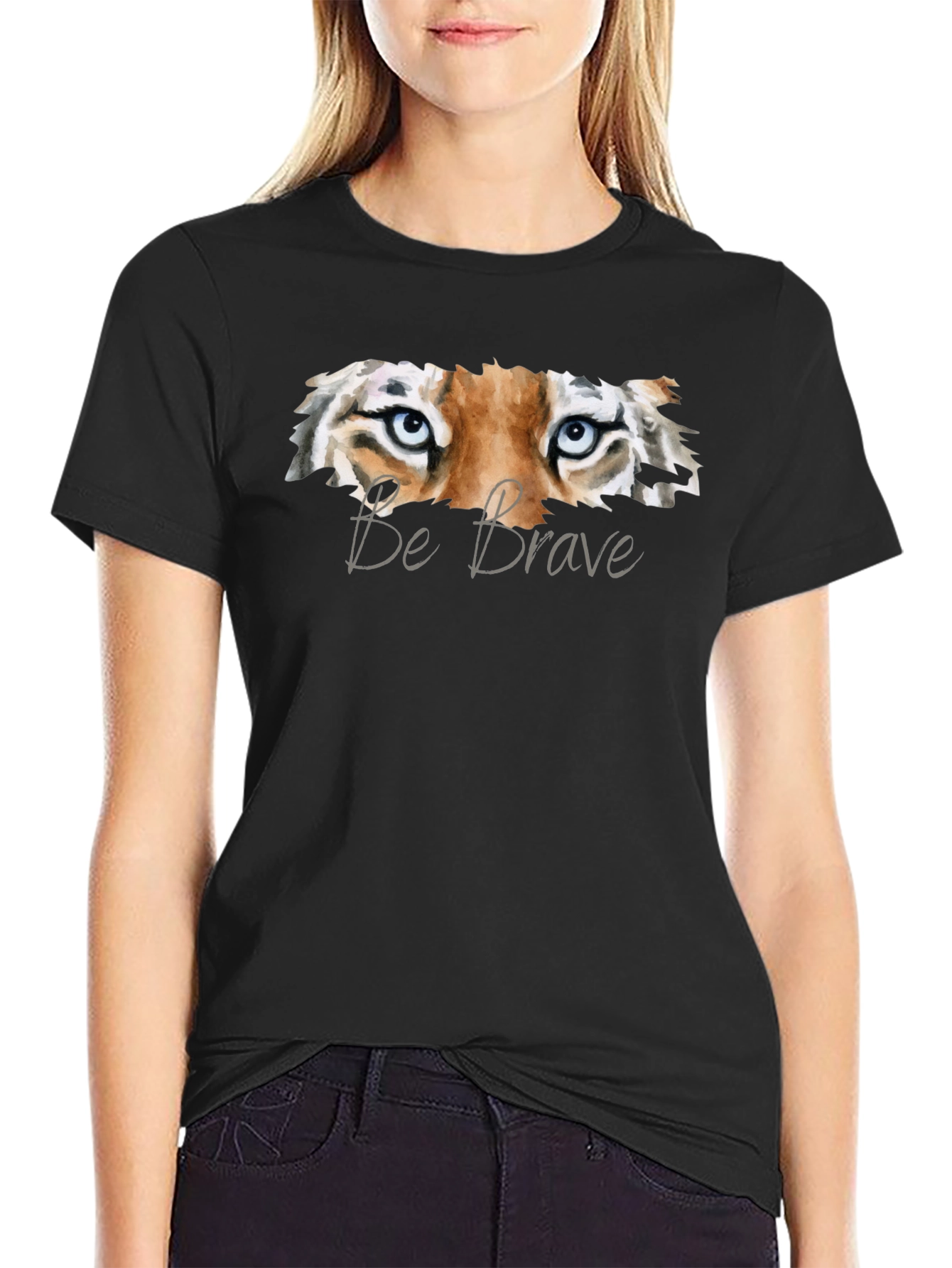 Be Brave Tiger Graphic Tee - Mens Black T-Shirt