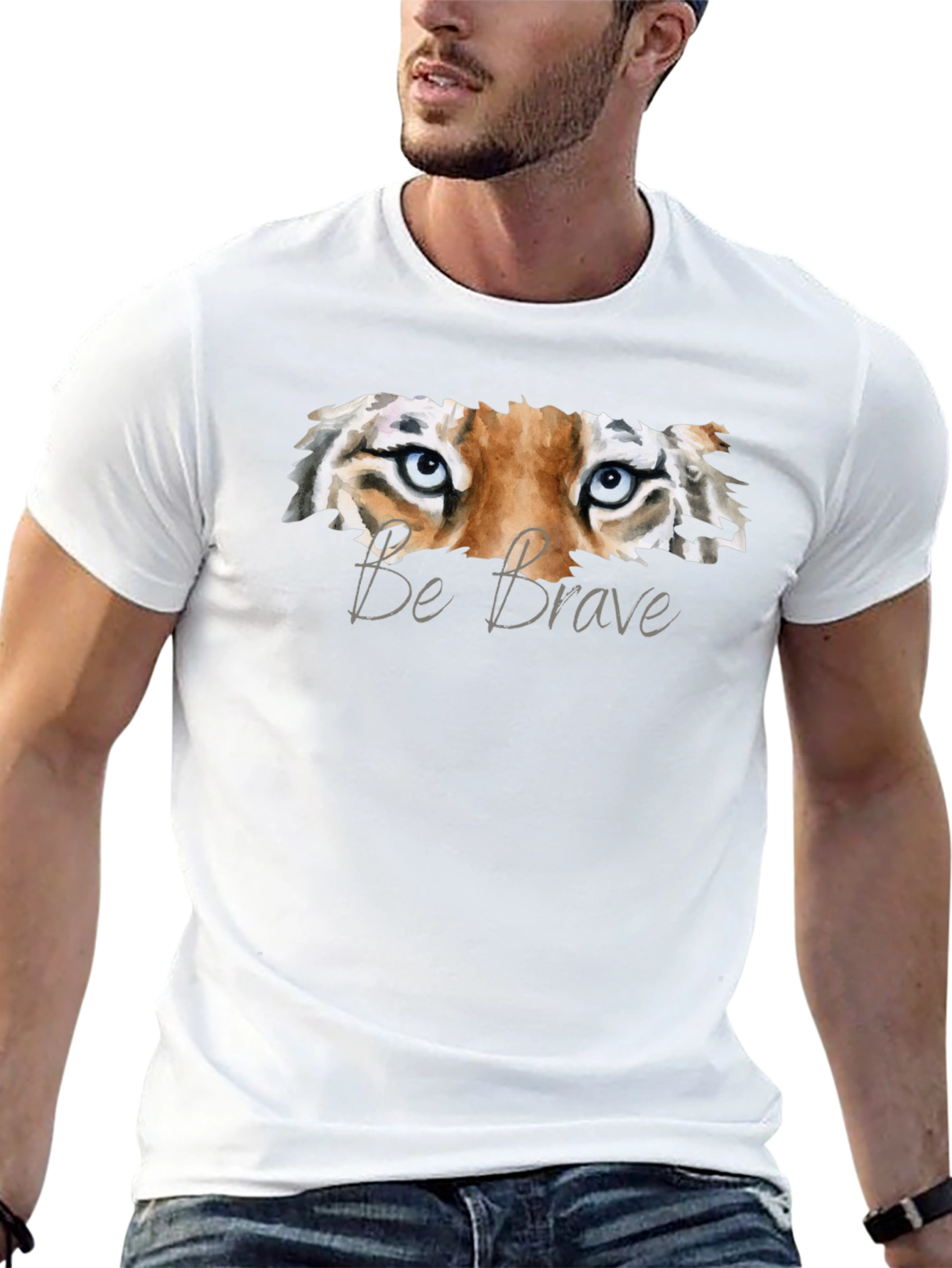Be Brave Tiger Graphic Tee - Mens Black T-Shirt