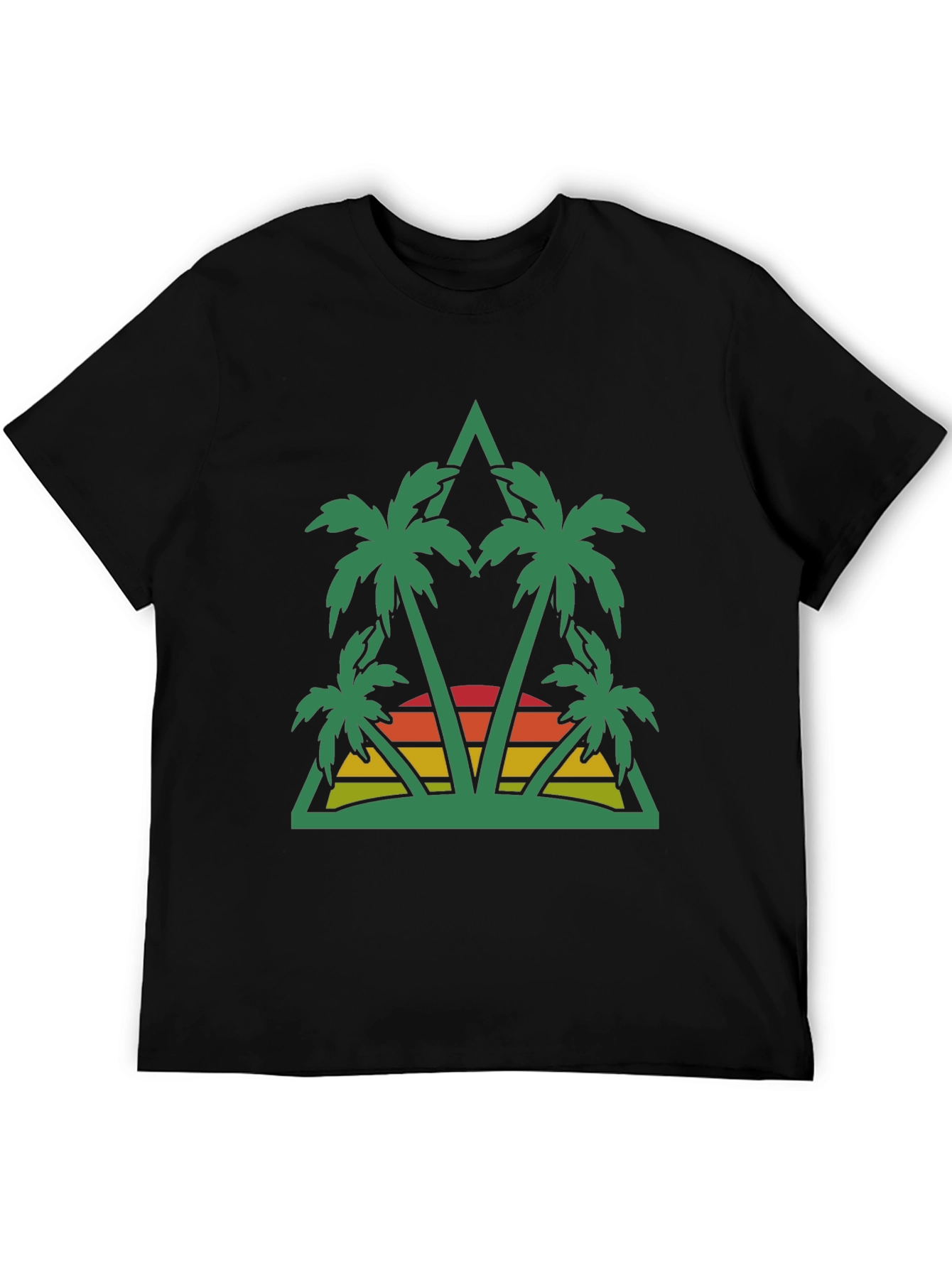 Tropical Palm Sunset Graphic Tee - Black