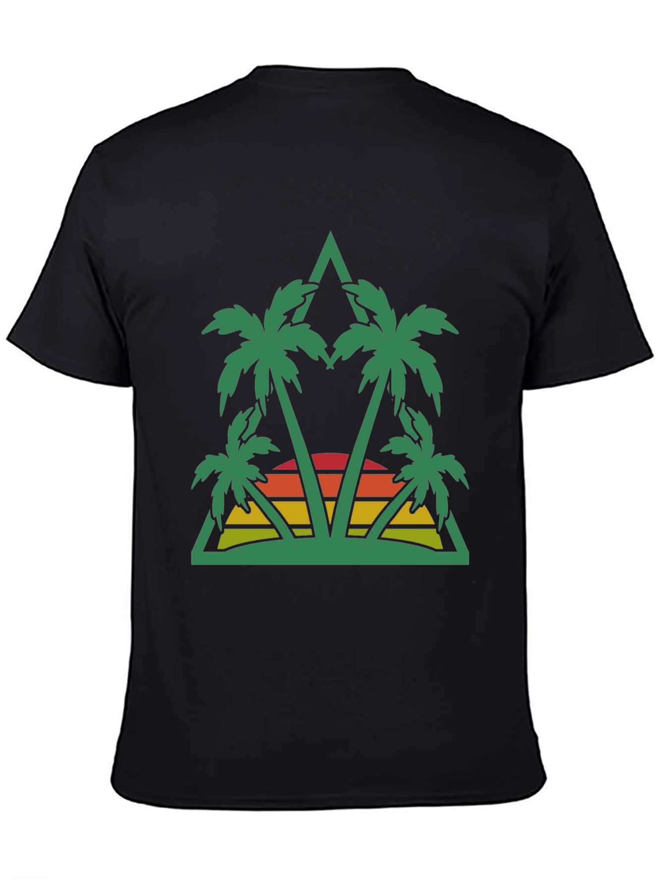 Tropical Palm Sunset Graphic Tee - Black