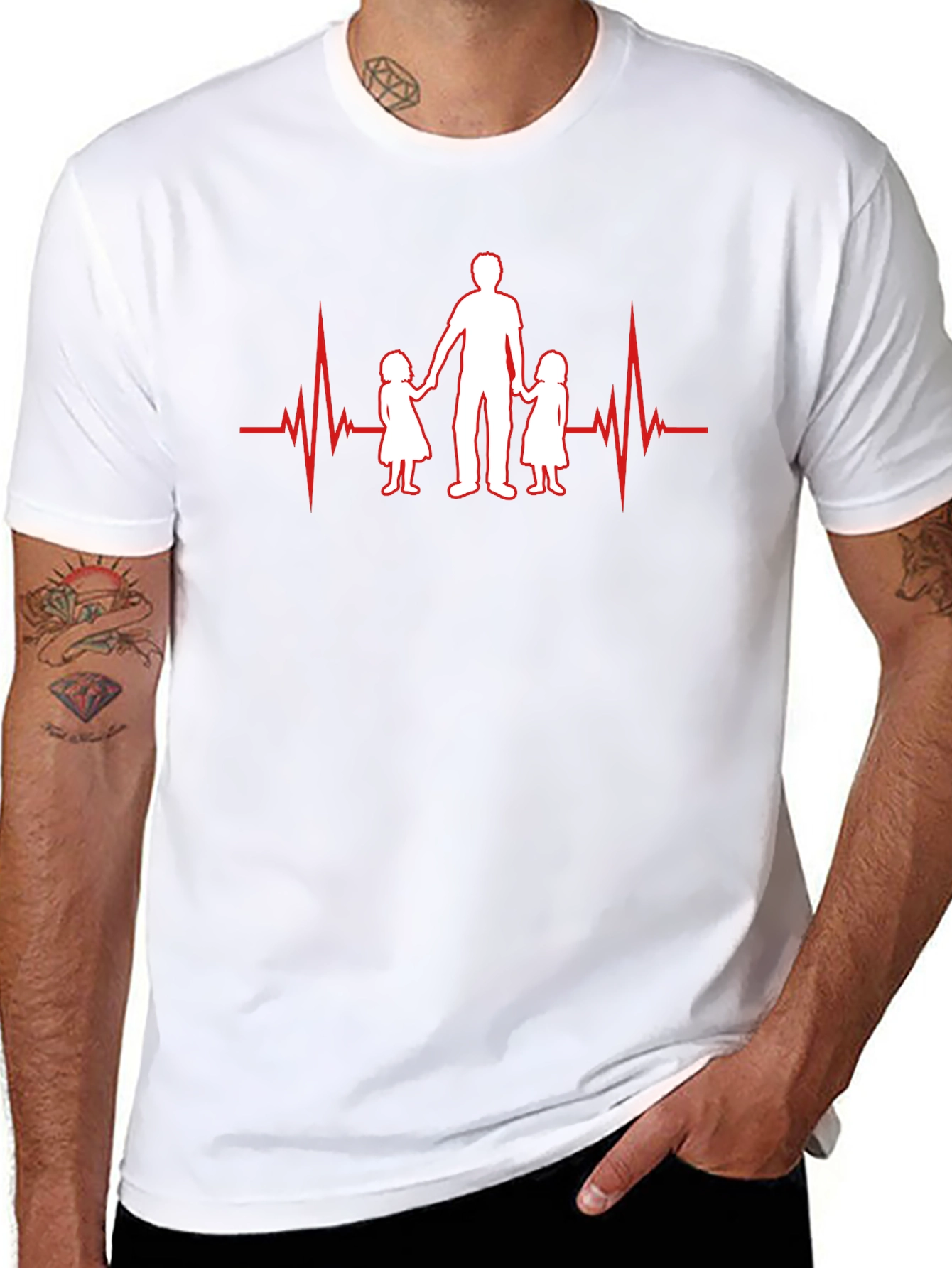 Dad Heartbeat T-Shirt - Father & Daughters