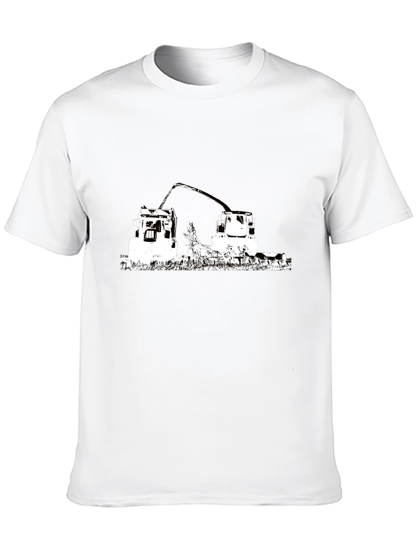 Black T-Shirt with Farming Tractor Design