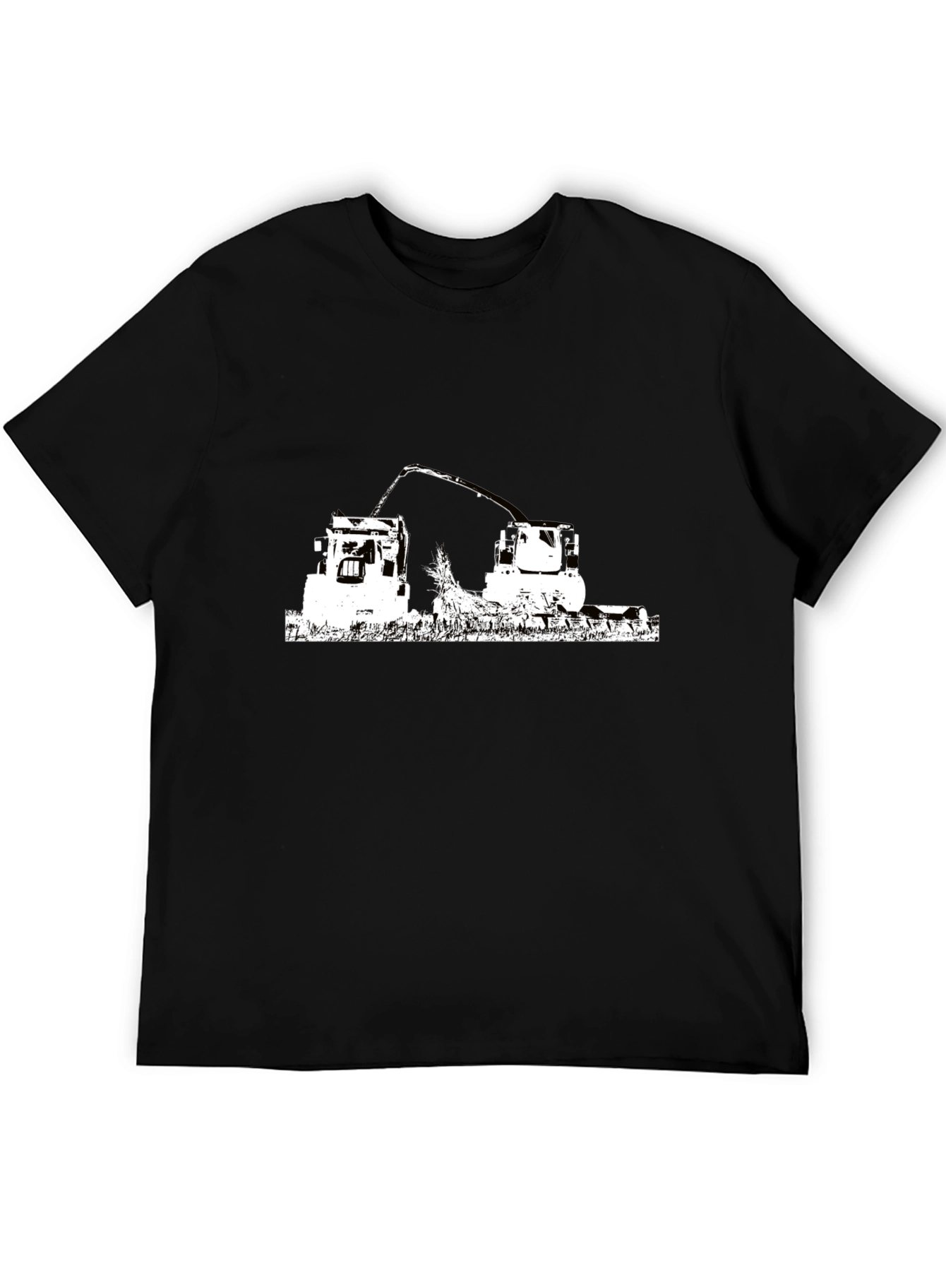 Black T-Shirt with Farming Tractor Design
