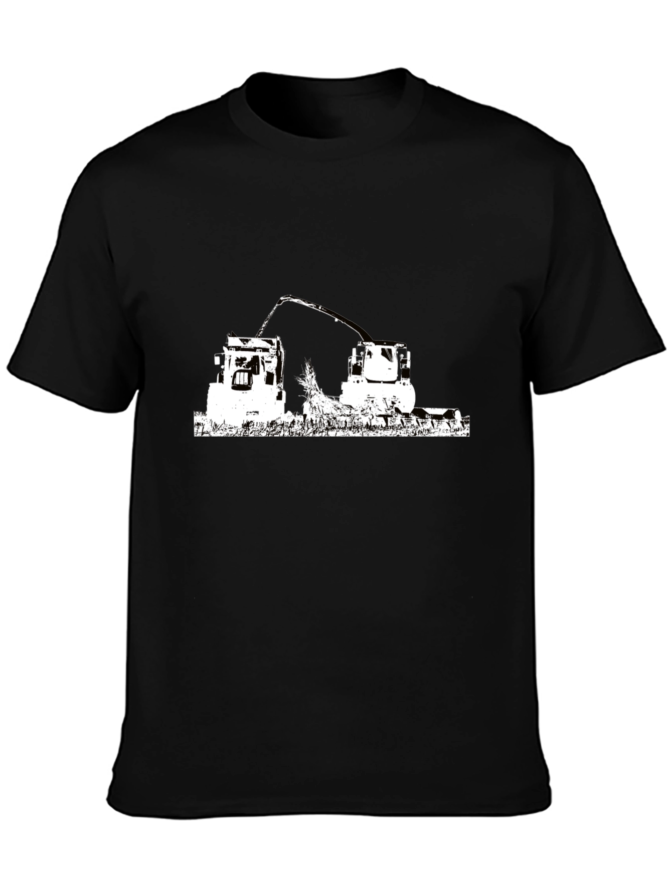 Black T-Shirt with Farming Tractor Design