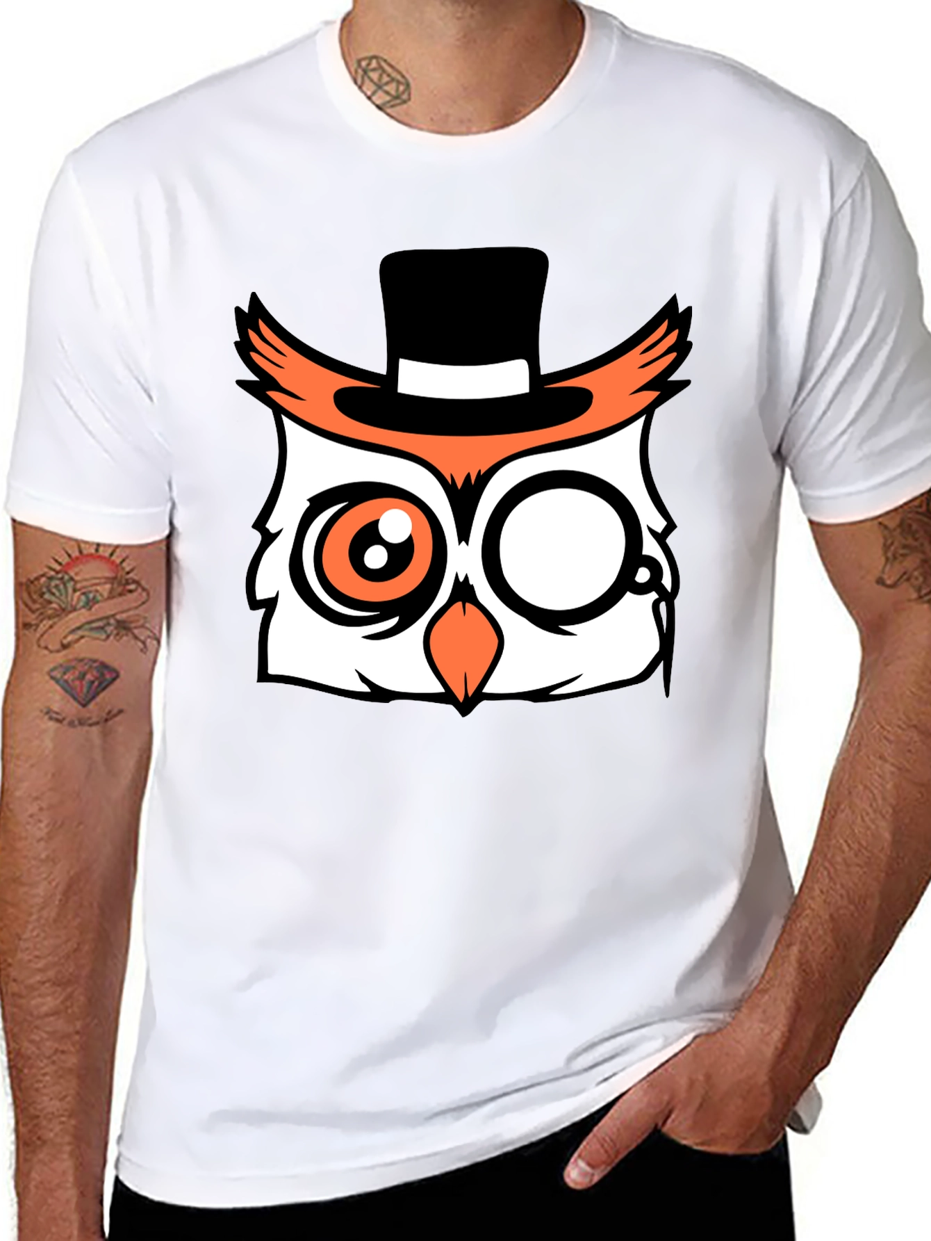 Mens Black Owl Graphic Tee