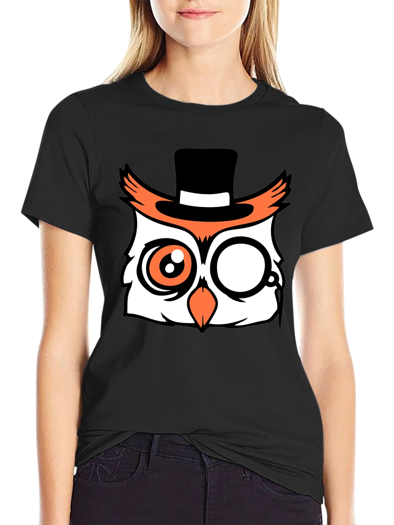 Mens Black Owl Graphic Tee
