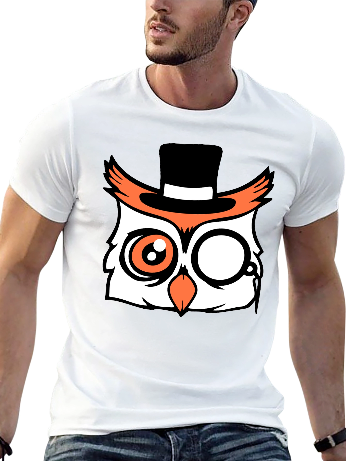 Mens Black Owl Graphic Tee