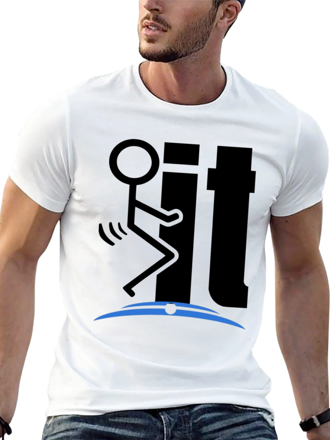 Funny Stick Figure F**k It T-Shirt - Black