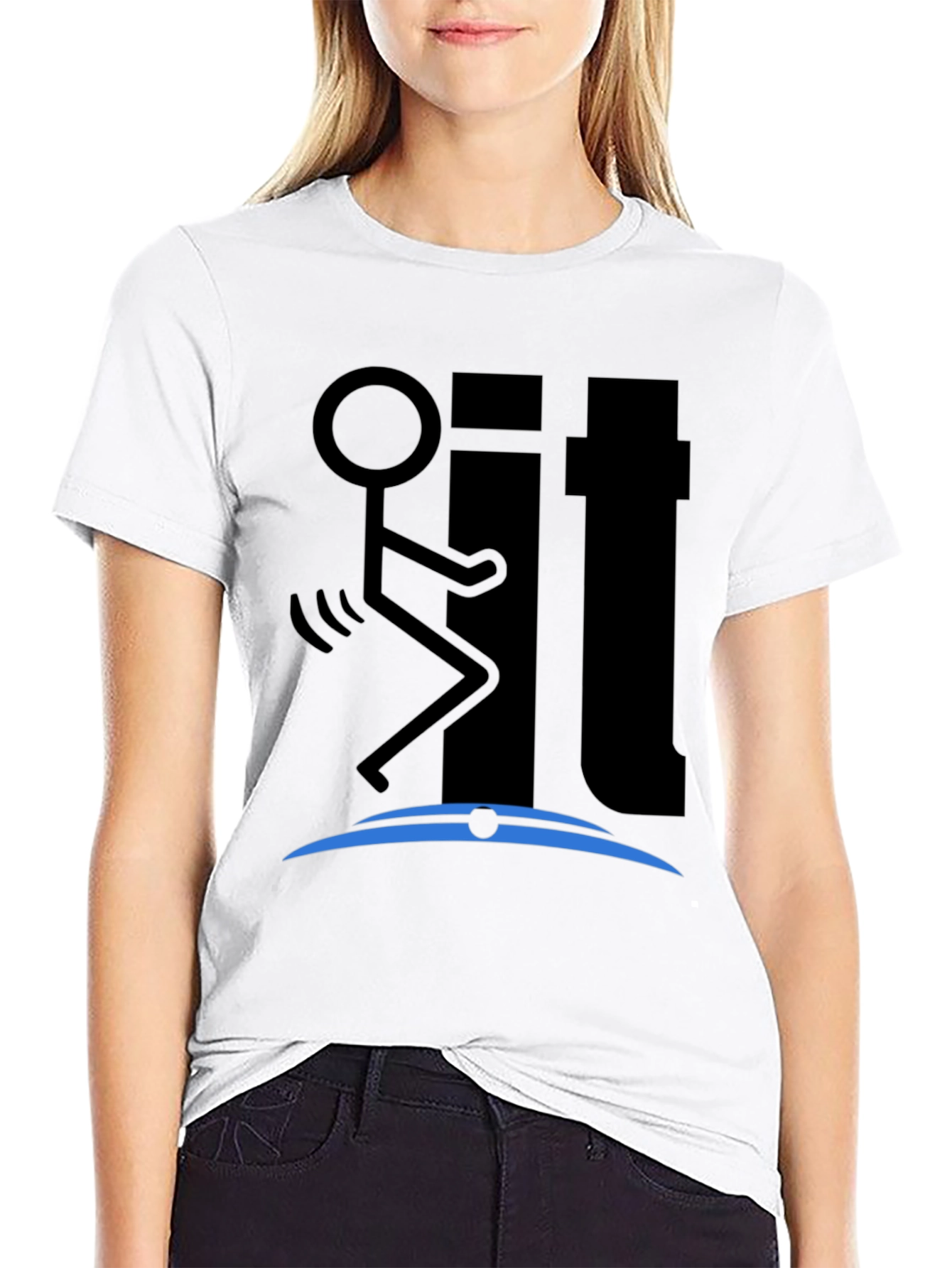 Funny Stick Figure F**k It T-Shirt - Black