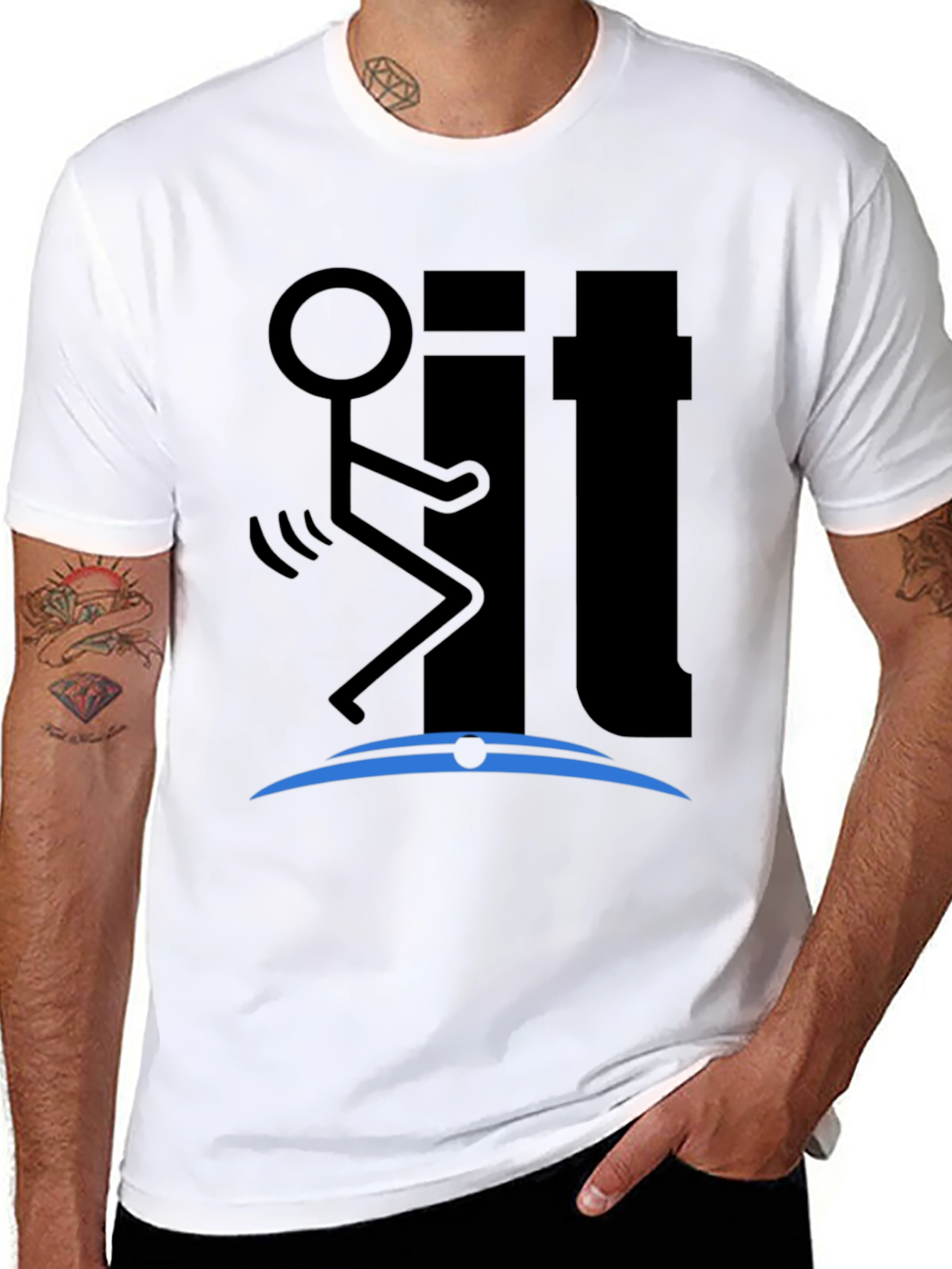 Funny Stick Figure F**k It T-Shirt - Black